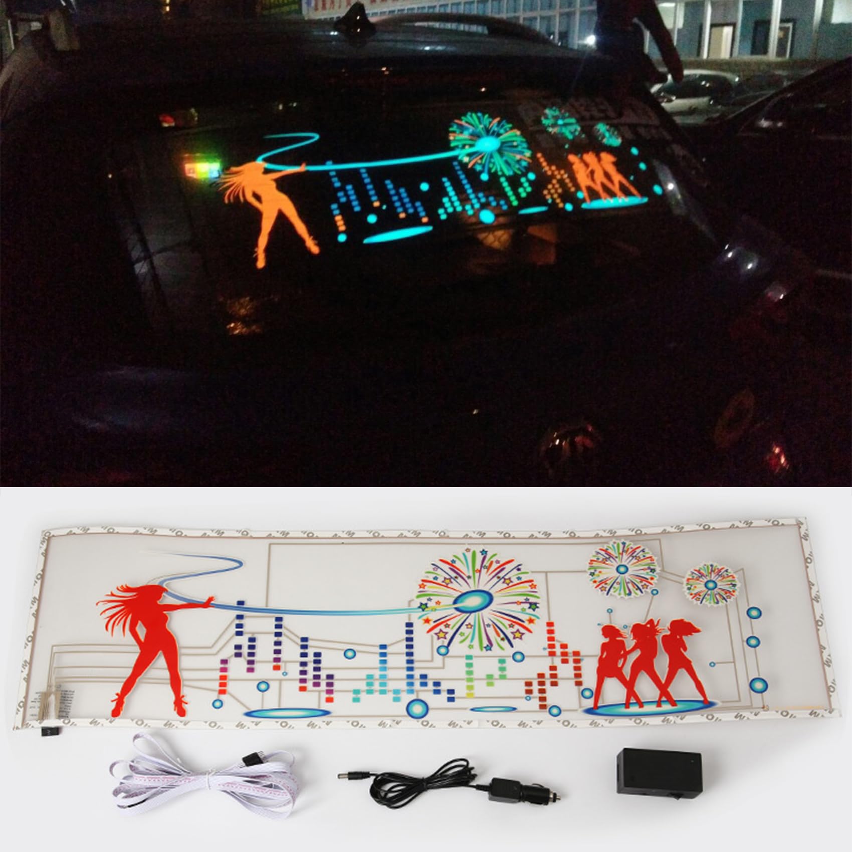 Pegatina Auto keeda Fuegos Artificiales Ecualizador de Luz LED de Sonido para Coche