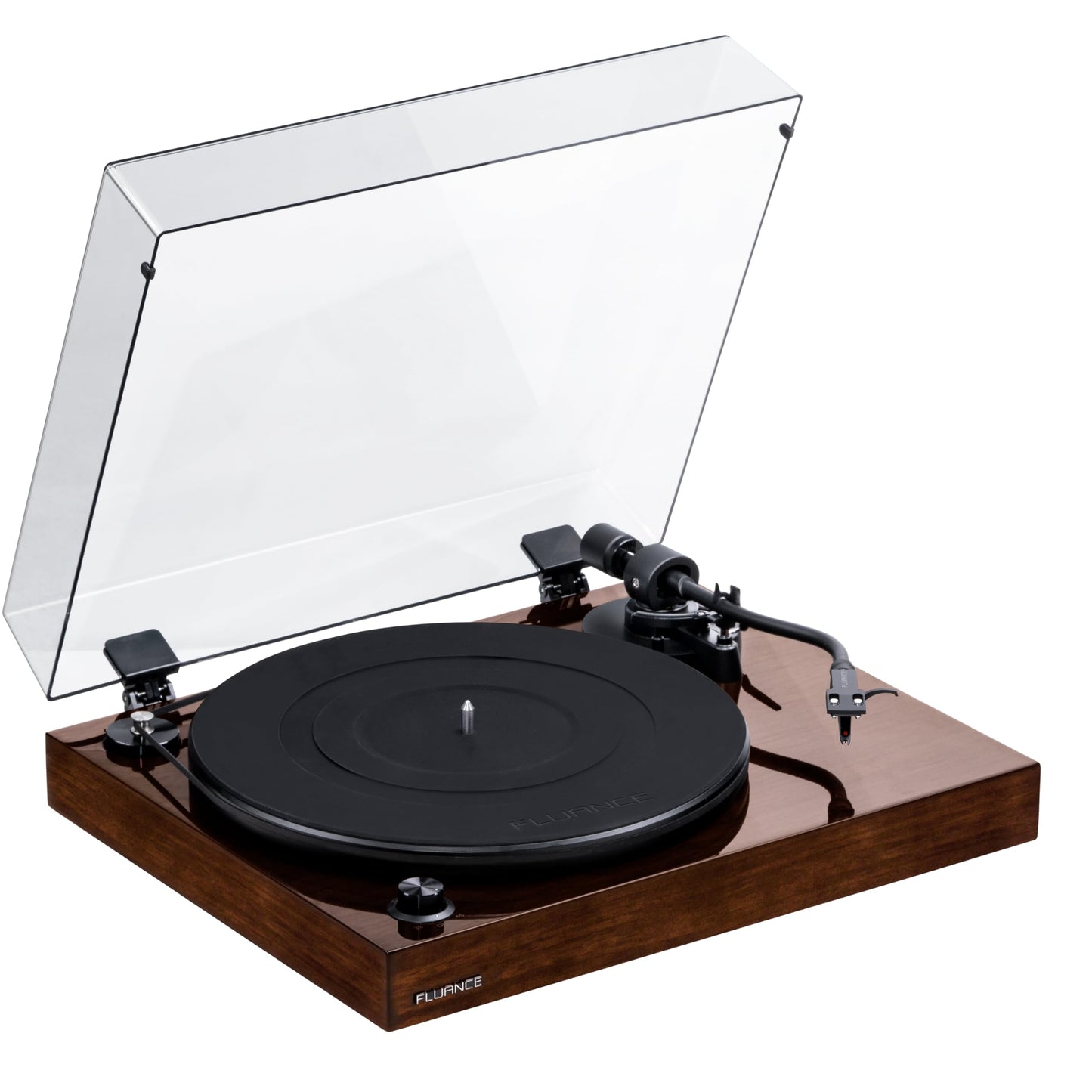 Fluance RT82 Reference High Fidelity Vinyl Turntable Record Player with Ortofon OM10 Cartridge, Speed Control Motor, Solid Wood Plinth, Vibration Isolation Feet - Walnut