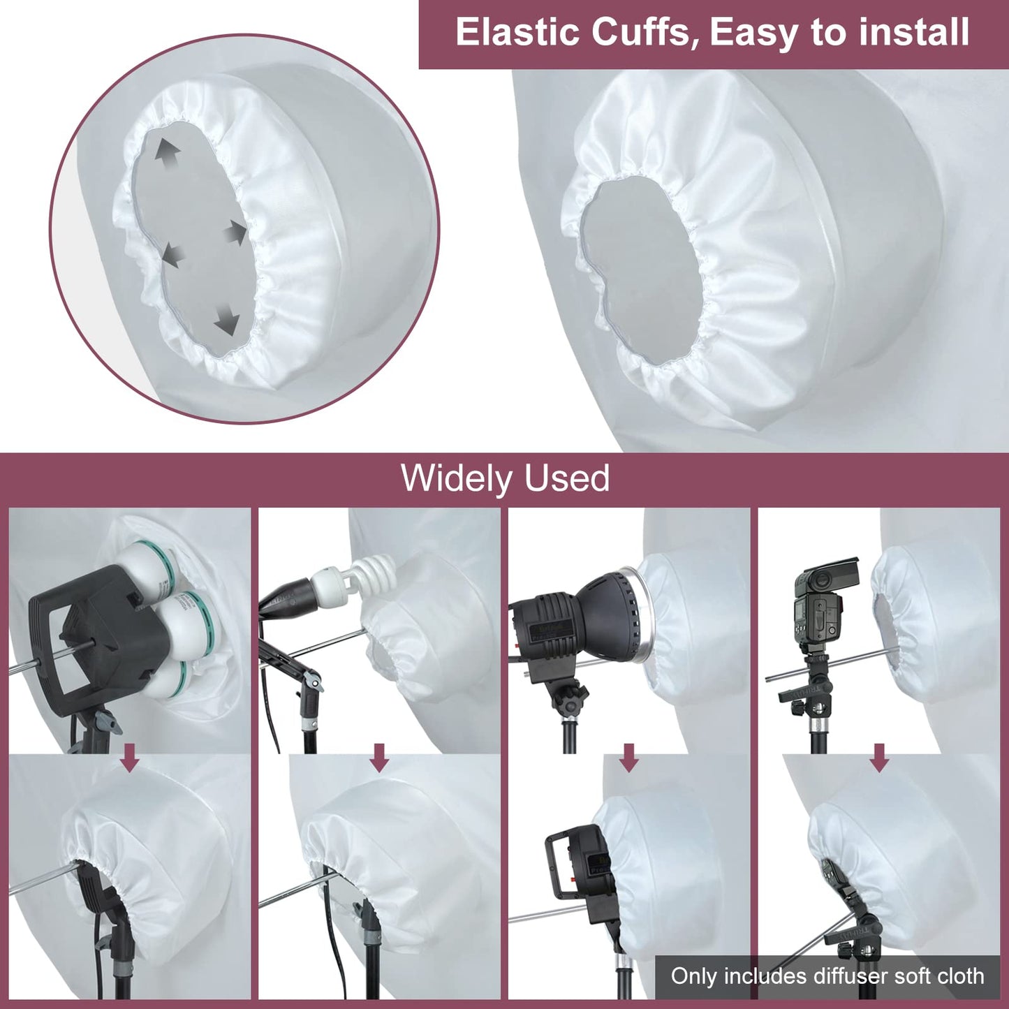 Linco Lincostore Studio Lighting Jellyfish Umbrella Diffuser Soft Cloth (Pack of 2) for 33" Silver Photo Umbrella or 33" Gold Umbrella Photography 3302-2 (Umbrella Not Included)