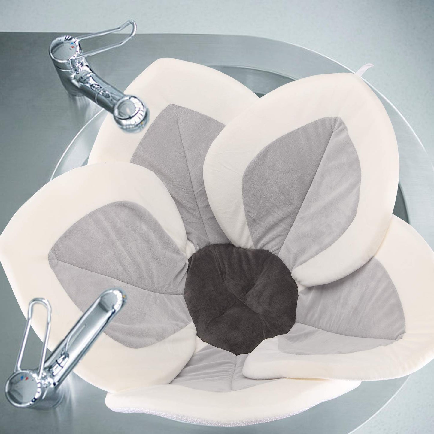Baby Bath - Alfombrilla de baño para bebé, diseño de flores, color gris2