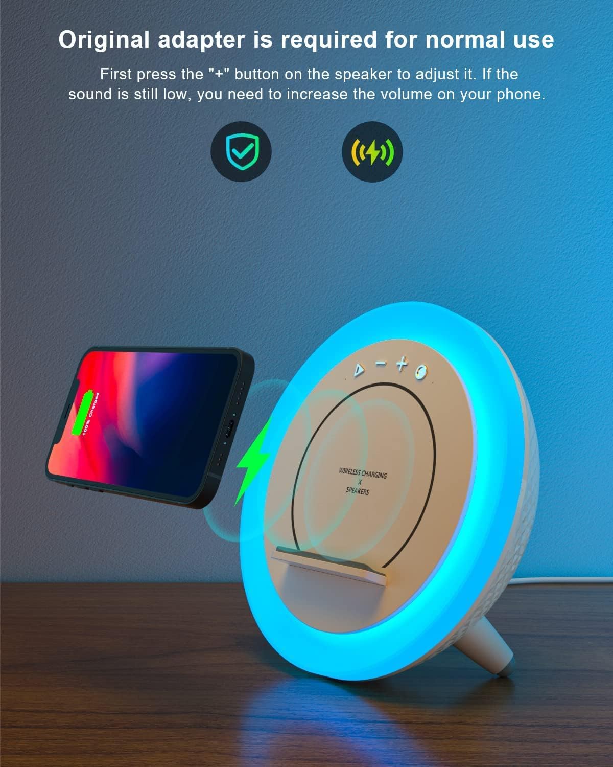 Altavoz Bluetooth SIDVAR Luces Nocturnas Carga Inalámbrica Batería 15W para Adolescentes