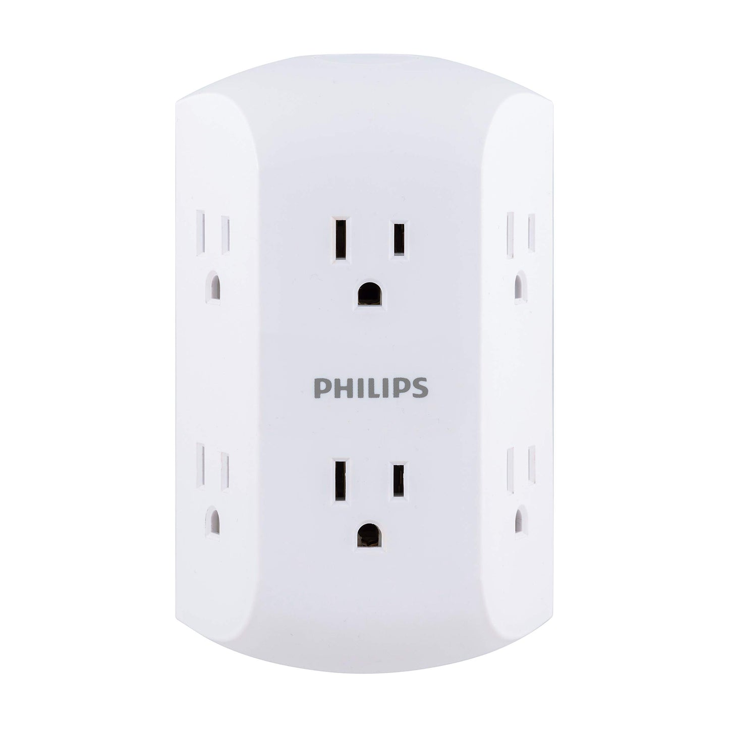 PHILIPS, Multicontacto De Pared De 6 Salidas con Accesos Laterales con Conexión A Tierra, Perfecto para Cargar Teléfonos Móviles, Blanco, 1 Unidad, SPS1460WA/37