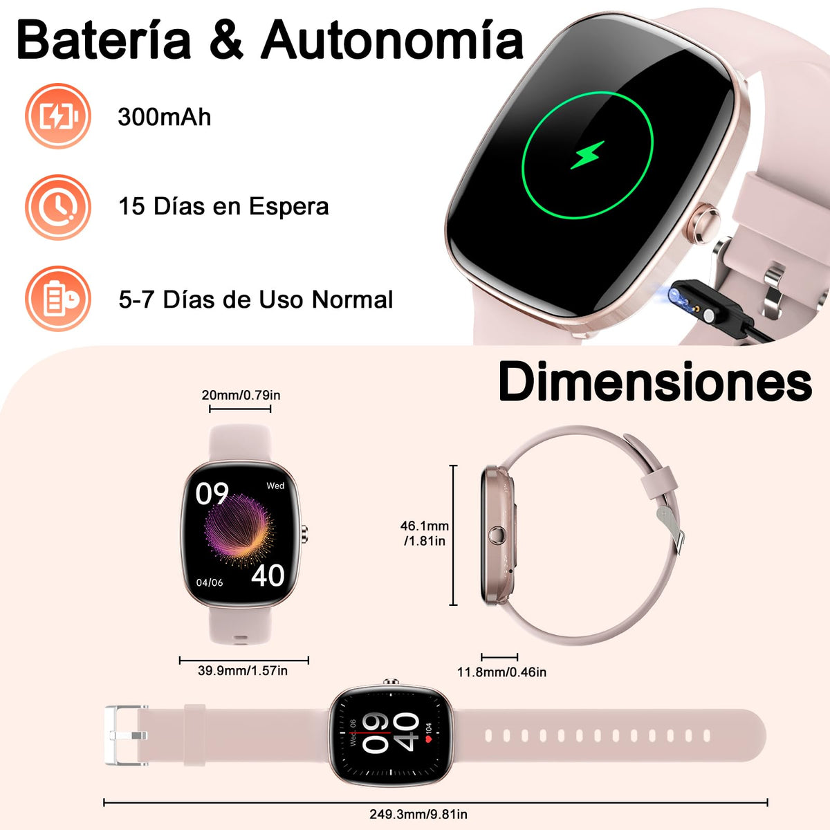 Smartwatch Lostrain Rosa 1.83" HD IP68 con Alexa y Llamadas Bluetooth para Mujer