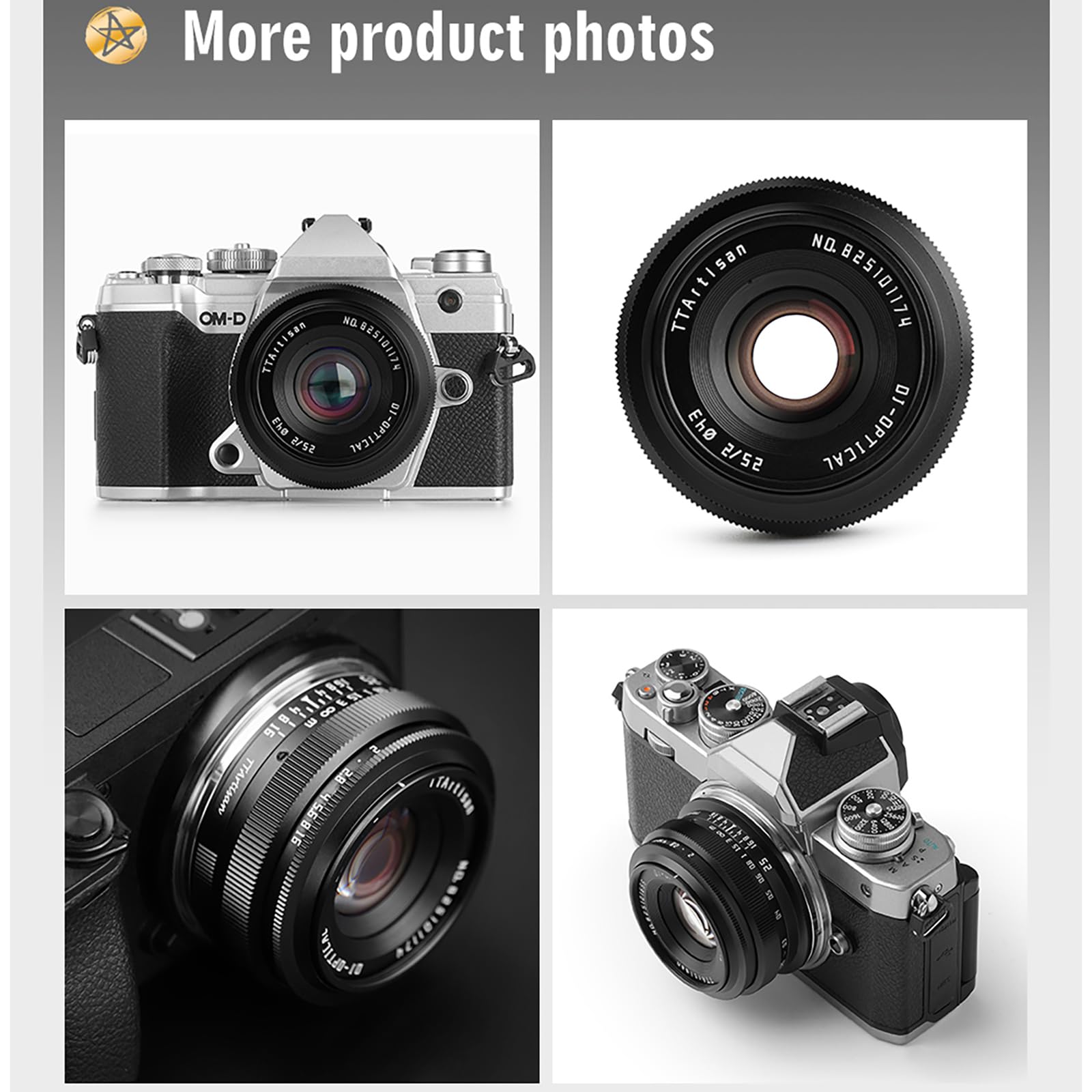 TTArtisan - Lente de cámara sin espejo de enfoque manual F2 APS-C compatible con M43 Mount EPM2 EPL9 E-P2 G5 GX7 GM5 GM10 G85 GX9 G7 GF9 GF8 GF7 Pen-F E-M1 E-M5 E-M10 E-M10 E-M10 E-M10 II E-M10 IV