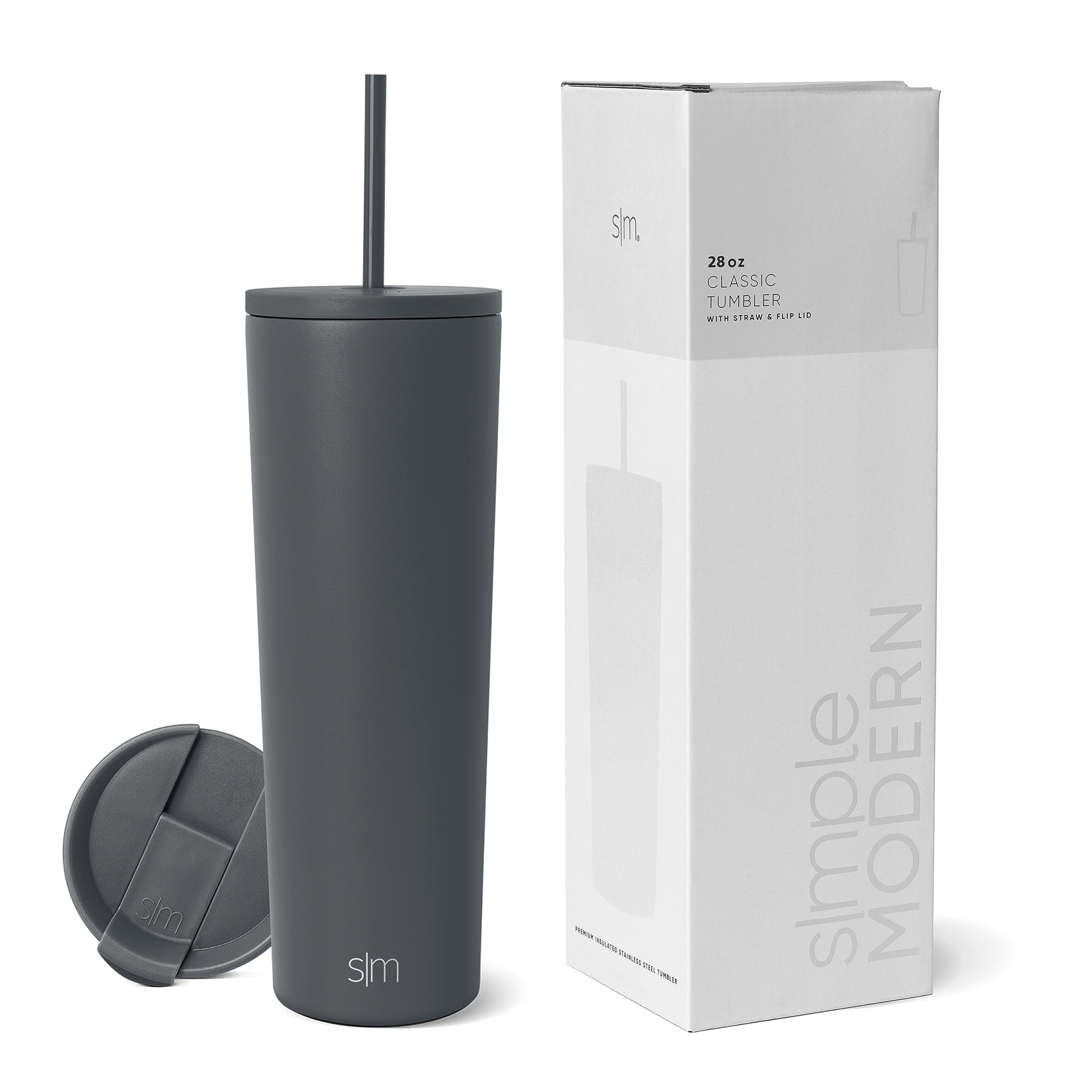 Vaso Térmico Simple Modern Graphite Reutilizable de Acero Inoxidable para Mujer y Hombre