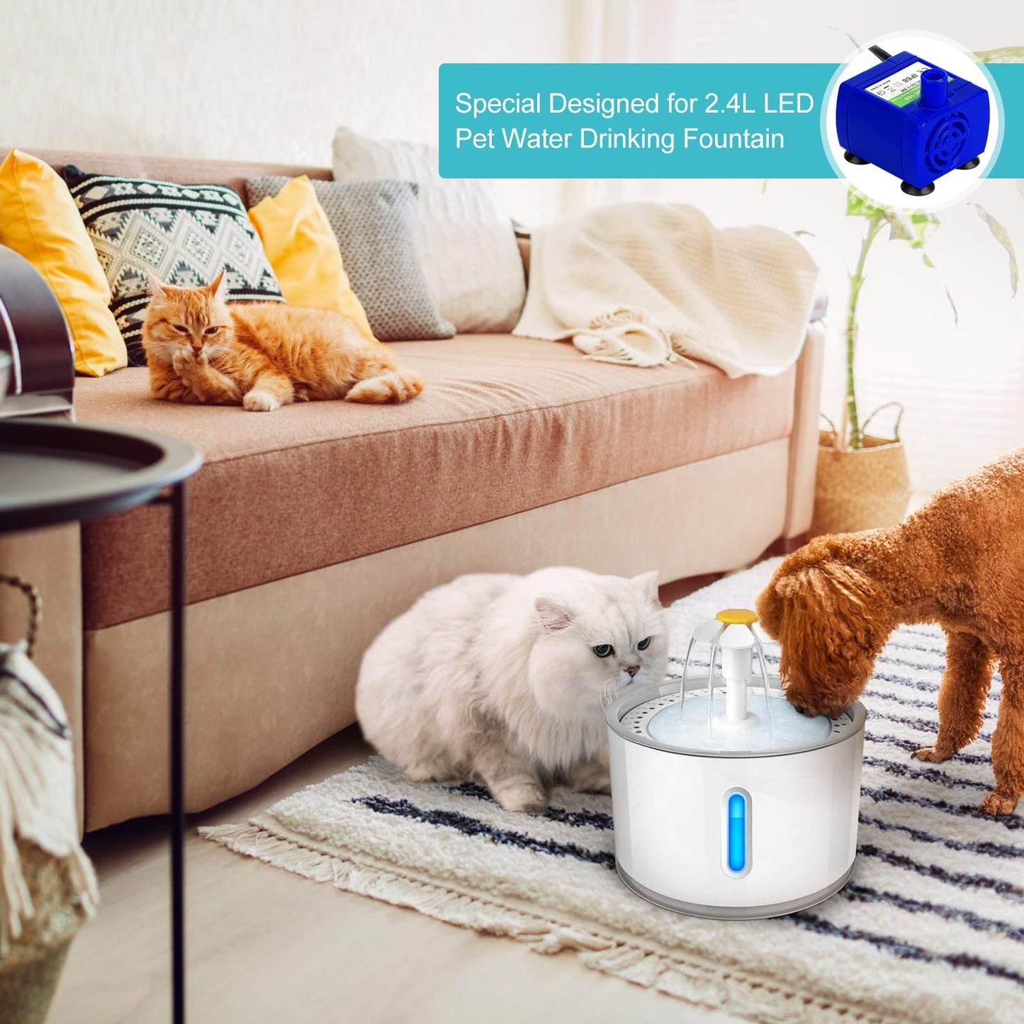 Bomba de Fuente para Mascotas YHG con Luces LED Ultra Silenciosa y de Bajo Consumo para Gatos y Perros