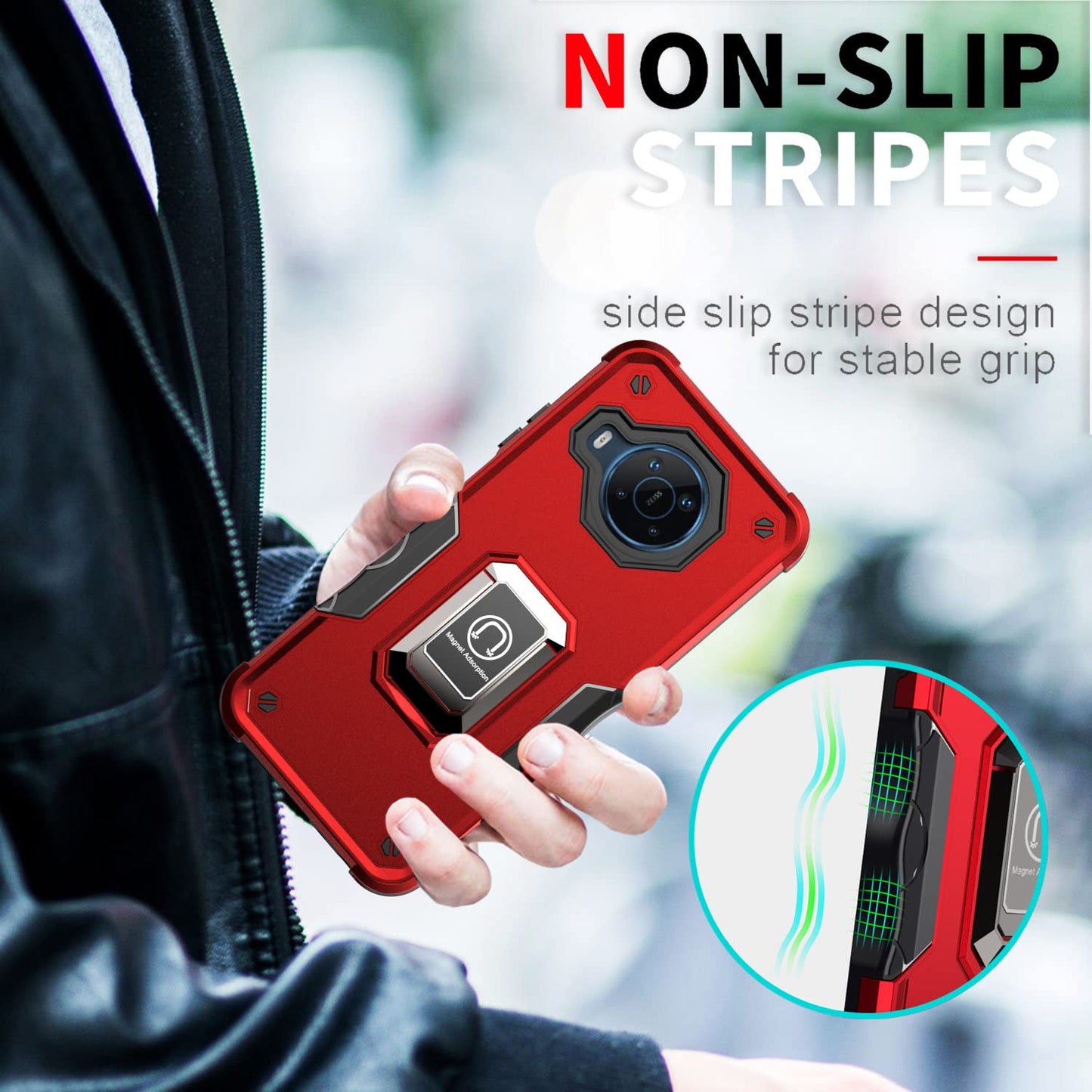 Funda para Nokia X100 con Anillo Giratorio de 360 Grados Funda PC Duro Caso para Soporte Ultrafina con Placa de Metal Carcasa Compatible con Nokia X100 (B)