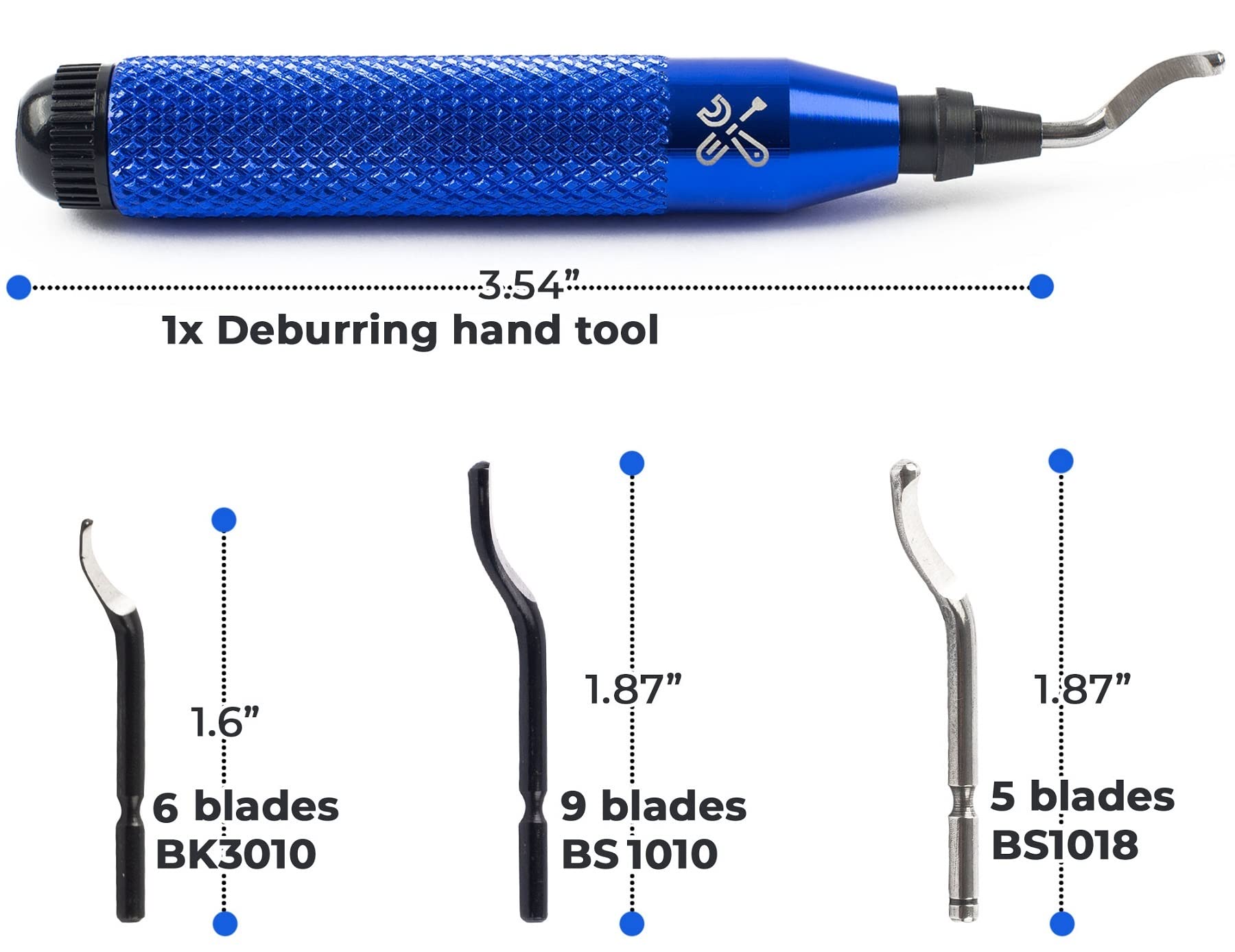 BroadBasic - Kit de herramientas de desbarbado con 20 cuchillas de acero de alta velocidad | Rebabas de borde para metal, tubería de plomería de PVC, impresión 3D, plástico, cobre, arte de resina