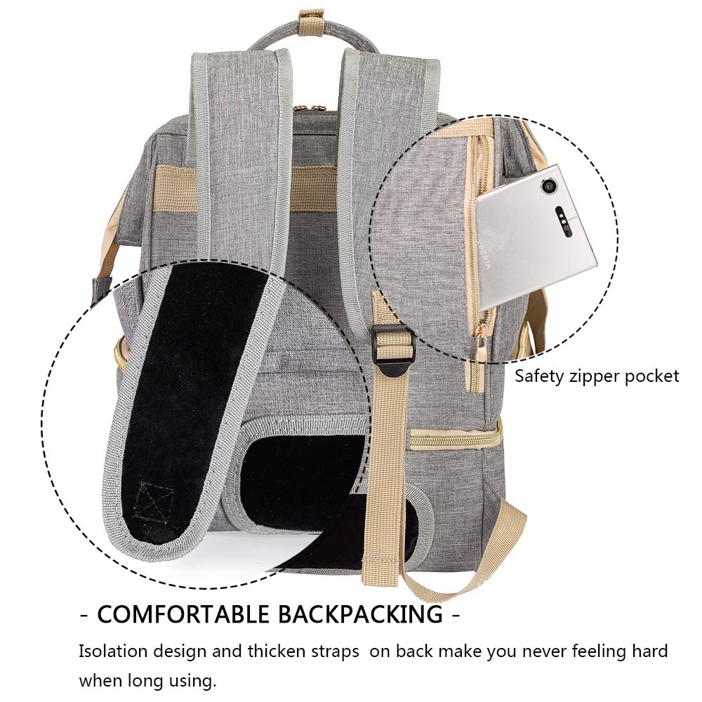 MOMIGO Mochila Bolsa Hielera a Prueba de Humedad Doble Capa con Puerto de Carga USB, Grande (Gris)