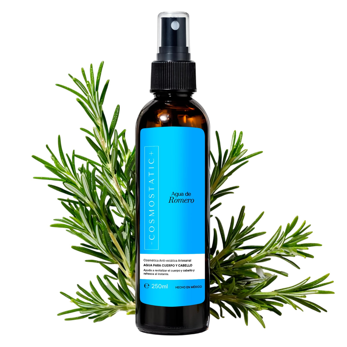Agua de Romero COSMOSTATIC Natural 100% Anti Caída y Crecimiento de Cabello Acondicionador Orgánico Anti Frizz y Antiestática Cuidado de la Piel y Refrescante Corporal