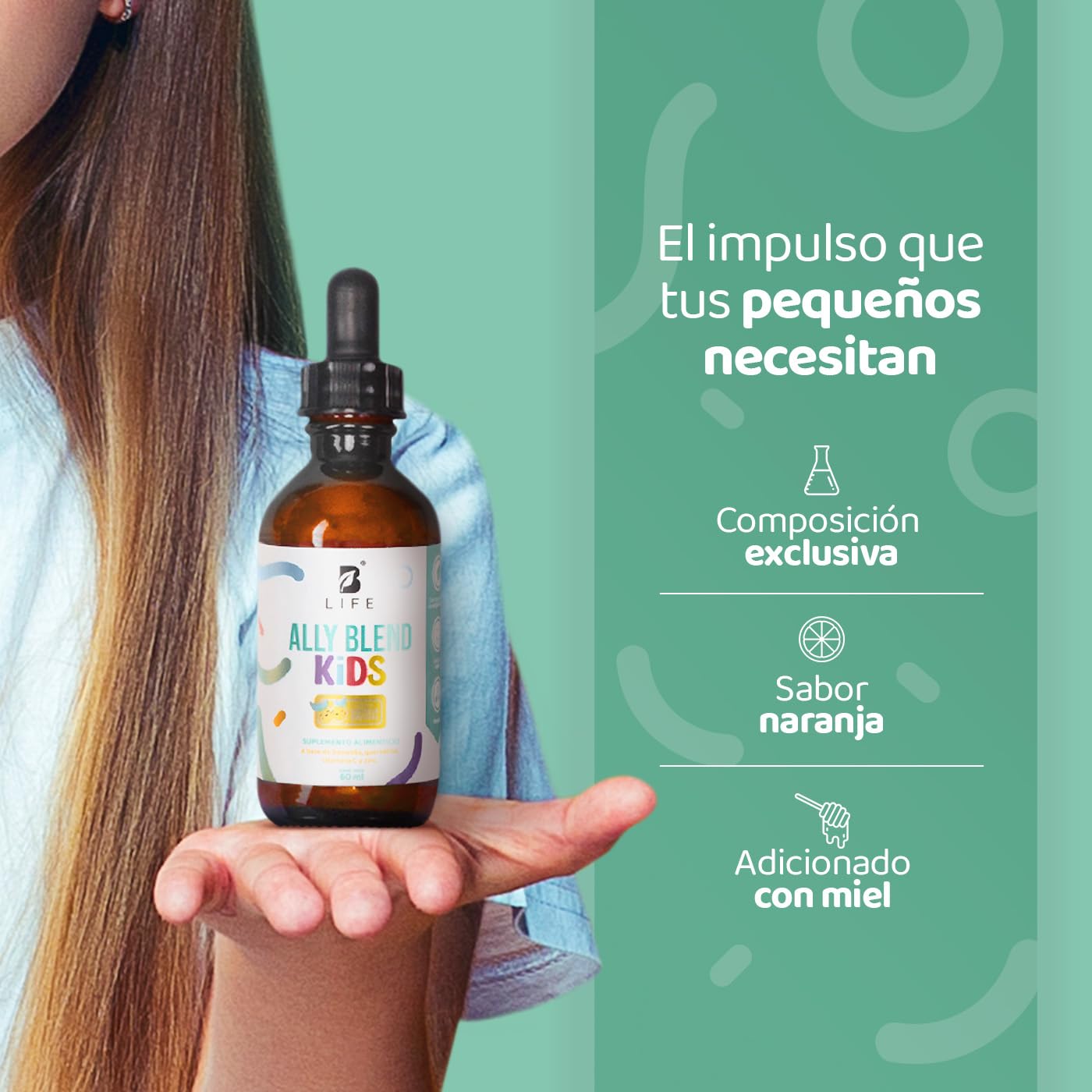 Gotas Vitamina C y Zinc Ally Blend Kids B Life 60 ml para Niños