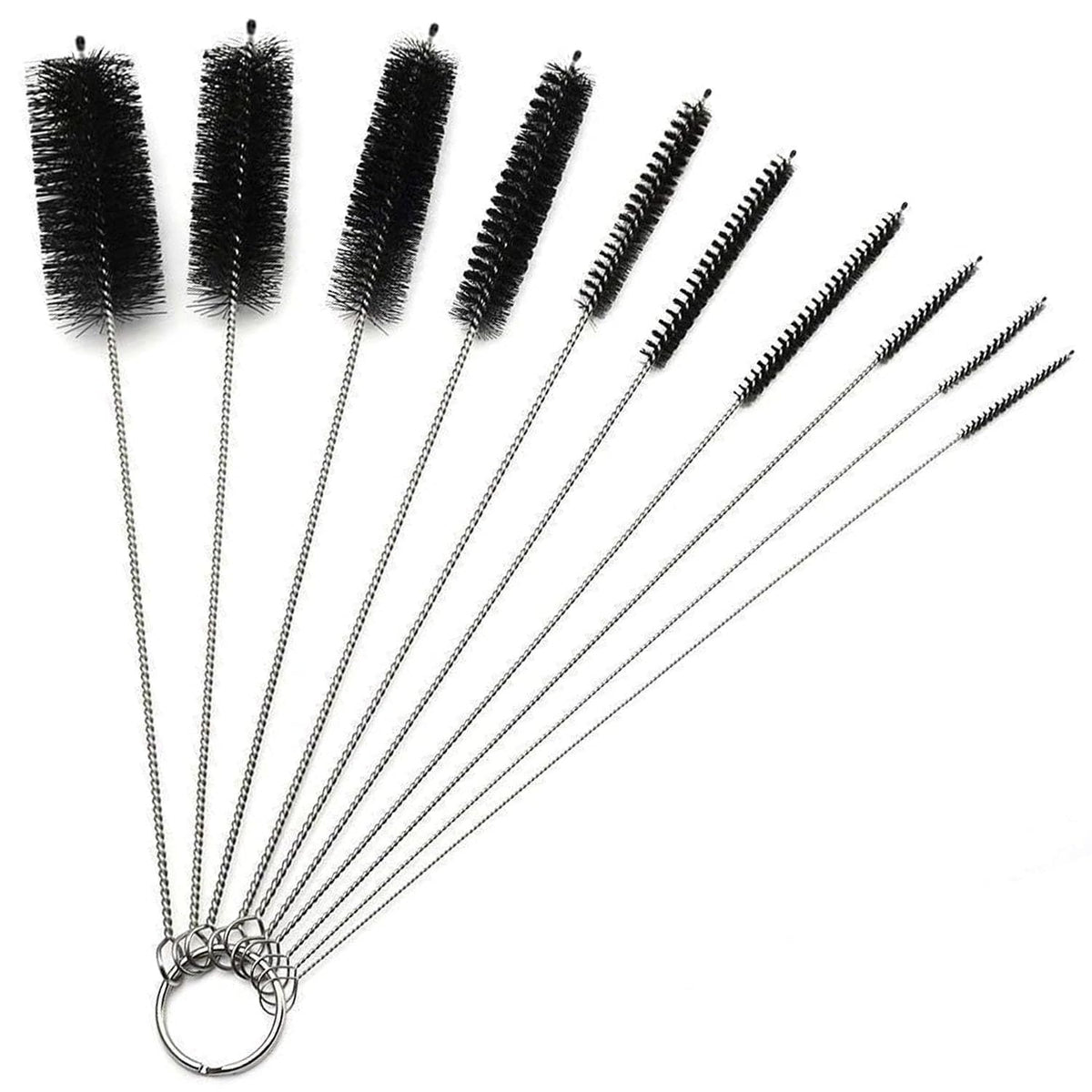 Cepillo de Pajilla Largo, Juego de Cepillos de Pajilla 10 Piezas, Cepillo de Pajilla para Vaso Térmico, Taza con Pitillo, Botella de Agua y Comederos para Colibríes. (Negro)