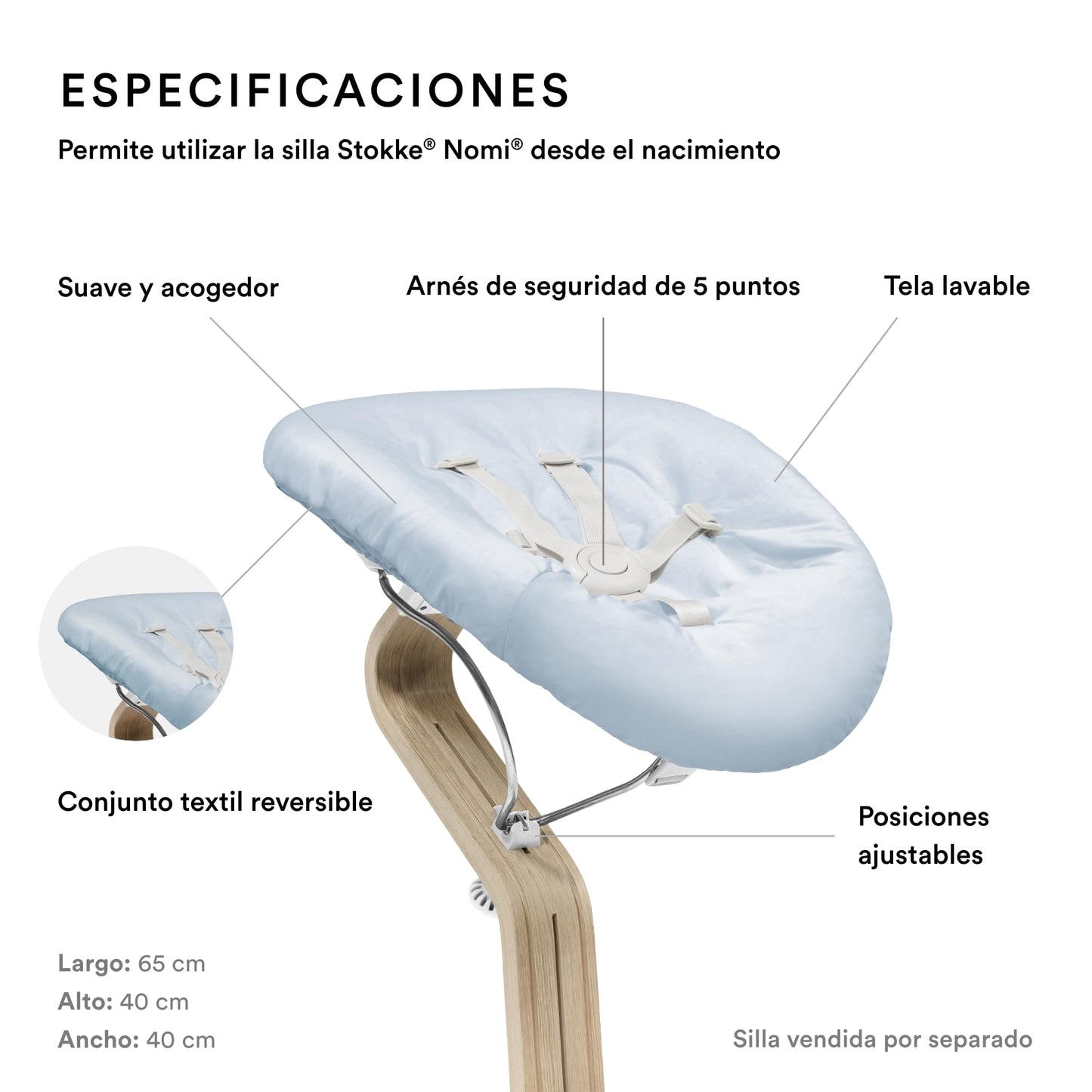Stokke Nomi Newborn Set - Blanco/Gris Azul