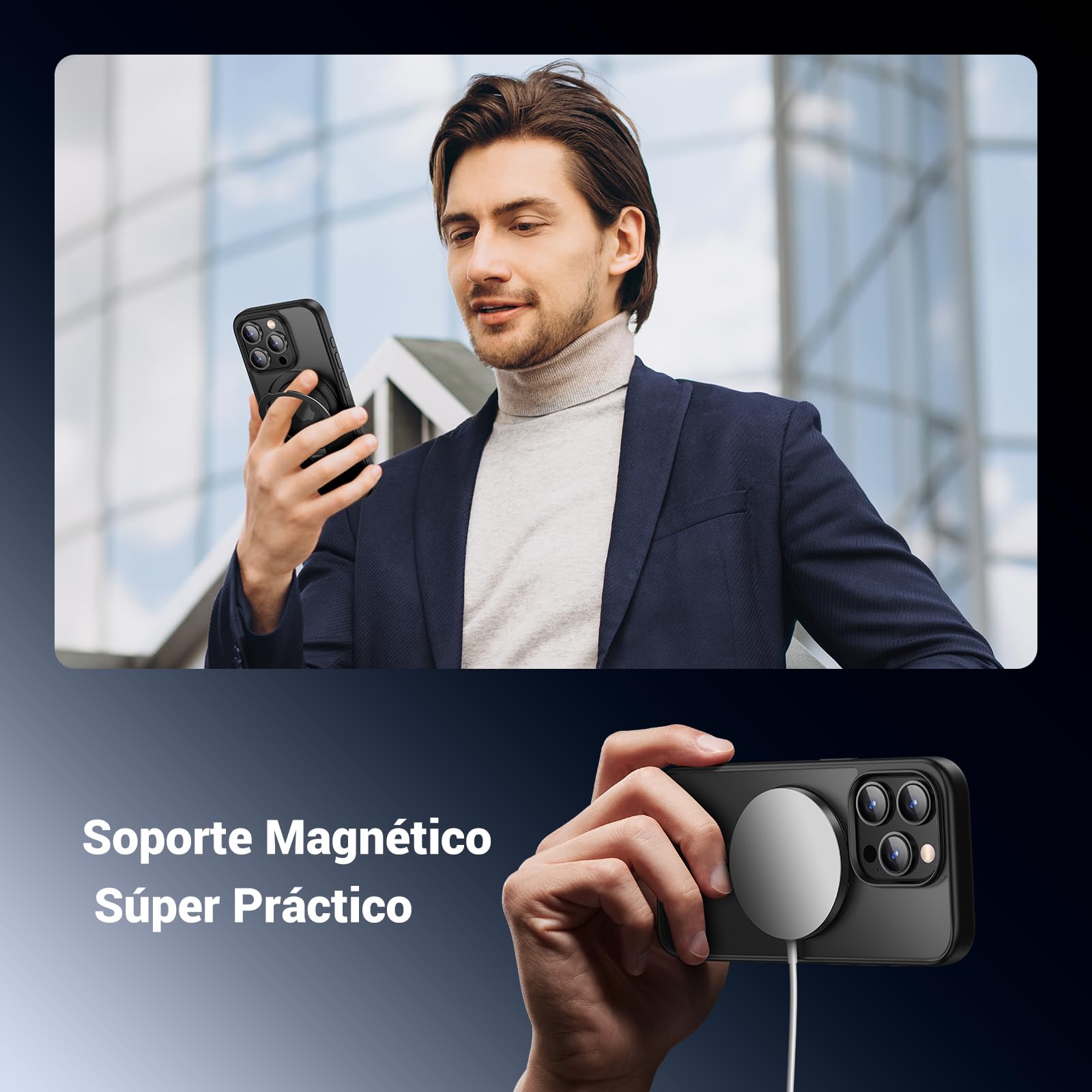 Funda para iPhone 15 Pro MAX UGREEN MagSafe Mate Cepillada con Soporte Anillo Plegable y Protección Anti-Caídas