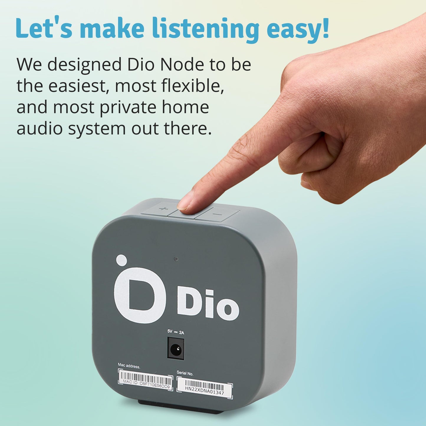 Dio Node - Altavoces domésticos Wi-Fi multihabitación (1 unidad), sistema de sonido inmersivo, funciona con AirPlay 2 y otros dispositivos Apple, fácil de conectar, reproductor Spotify