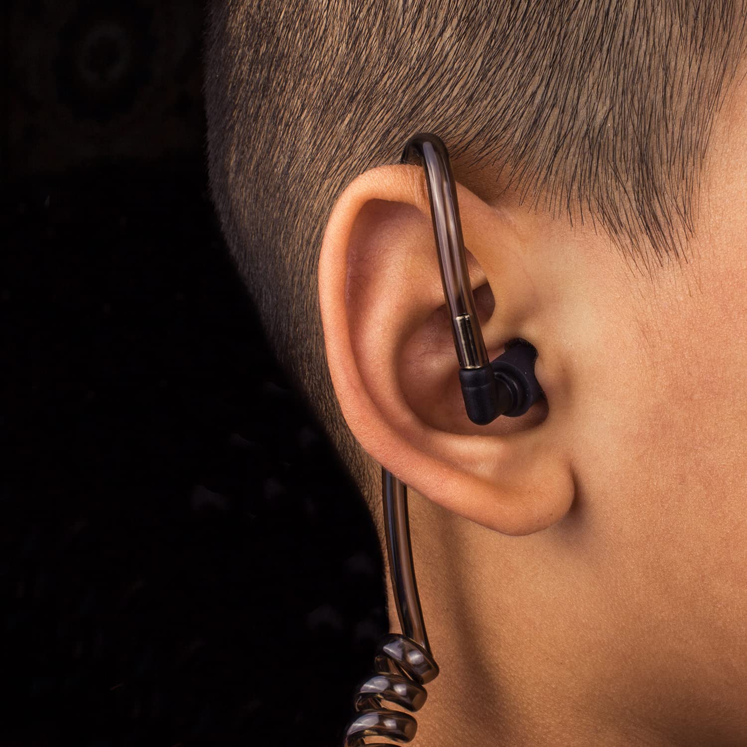 Covert - Auriculares acústicos de tubo con micrófono para Baofeng UV-5R Walkie Talkies, auriculares de vigilancia y PTT compatibles con marcas de radios de 2 vías Baofeng y Kenwood, Puxing, Wouxun