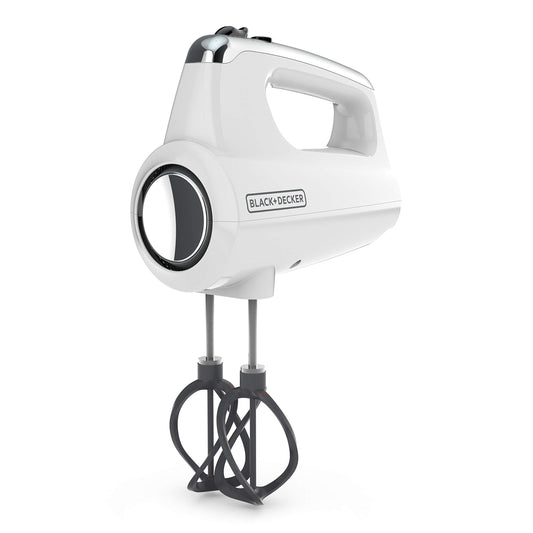 Black+Decker MX600W Helix Performance Premium Hand, mezclador de 5 velocidades, blanco, 5 accesorios + estuche