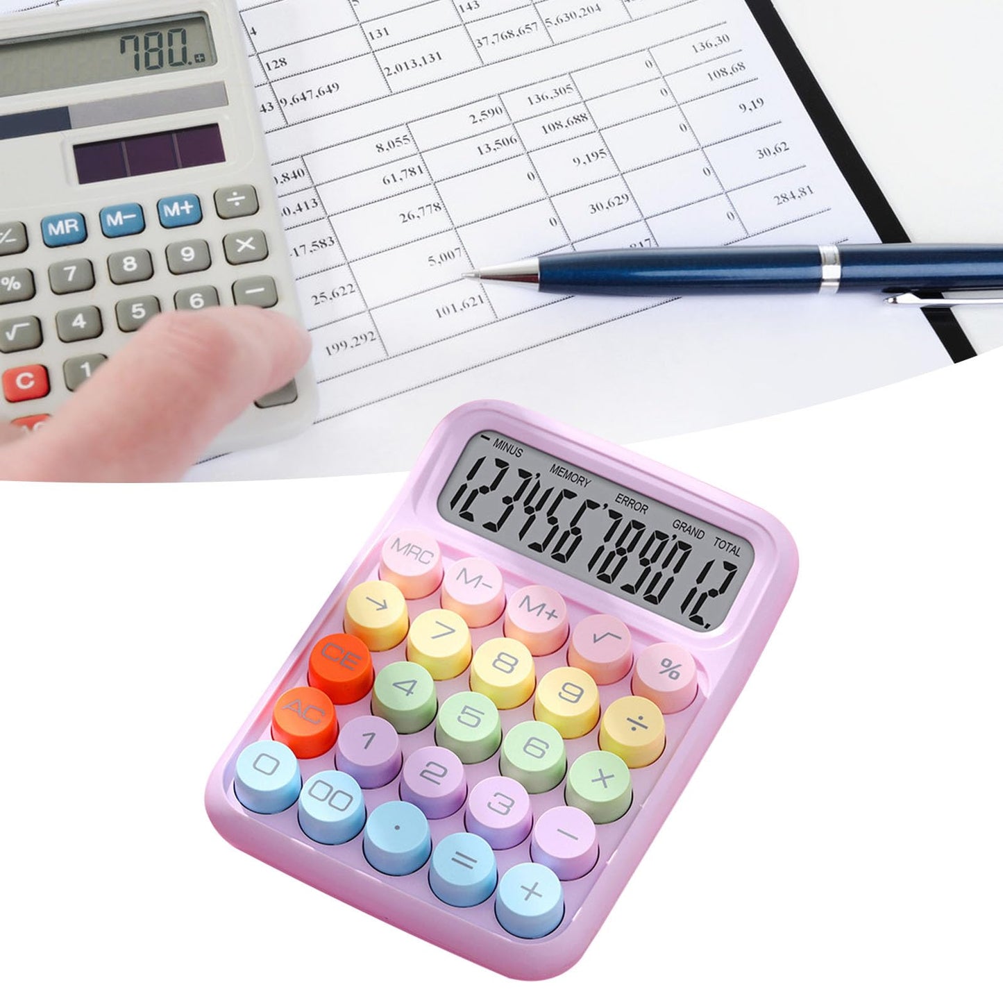 Calculadora Electrónica de Colores, Calculadora a Prueba de Salpicaduras, Conveniente para Uso Escolar y Doméstico (Lila Púrpura)