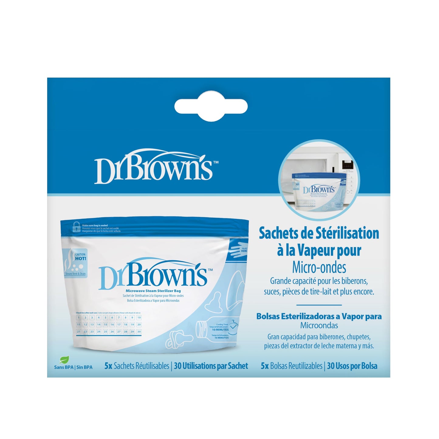 Bolsitas Esterilizadoras para Microondas Dr. Brown's a Vapor