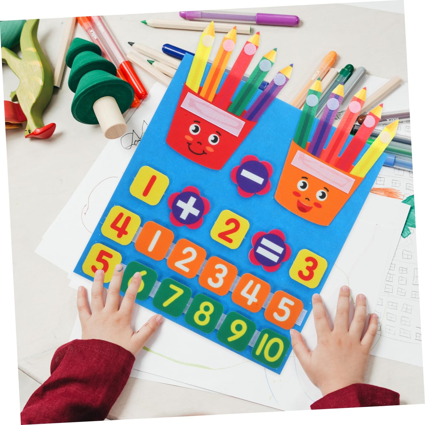 HOOTNEE Educativo De Matemáticas para Niño Niña Juguete De Adición y Sustracción Fieltro para Preescolar para Aprendizaje Cognitivo y Reconocimiento De Números