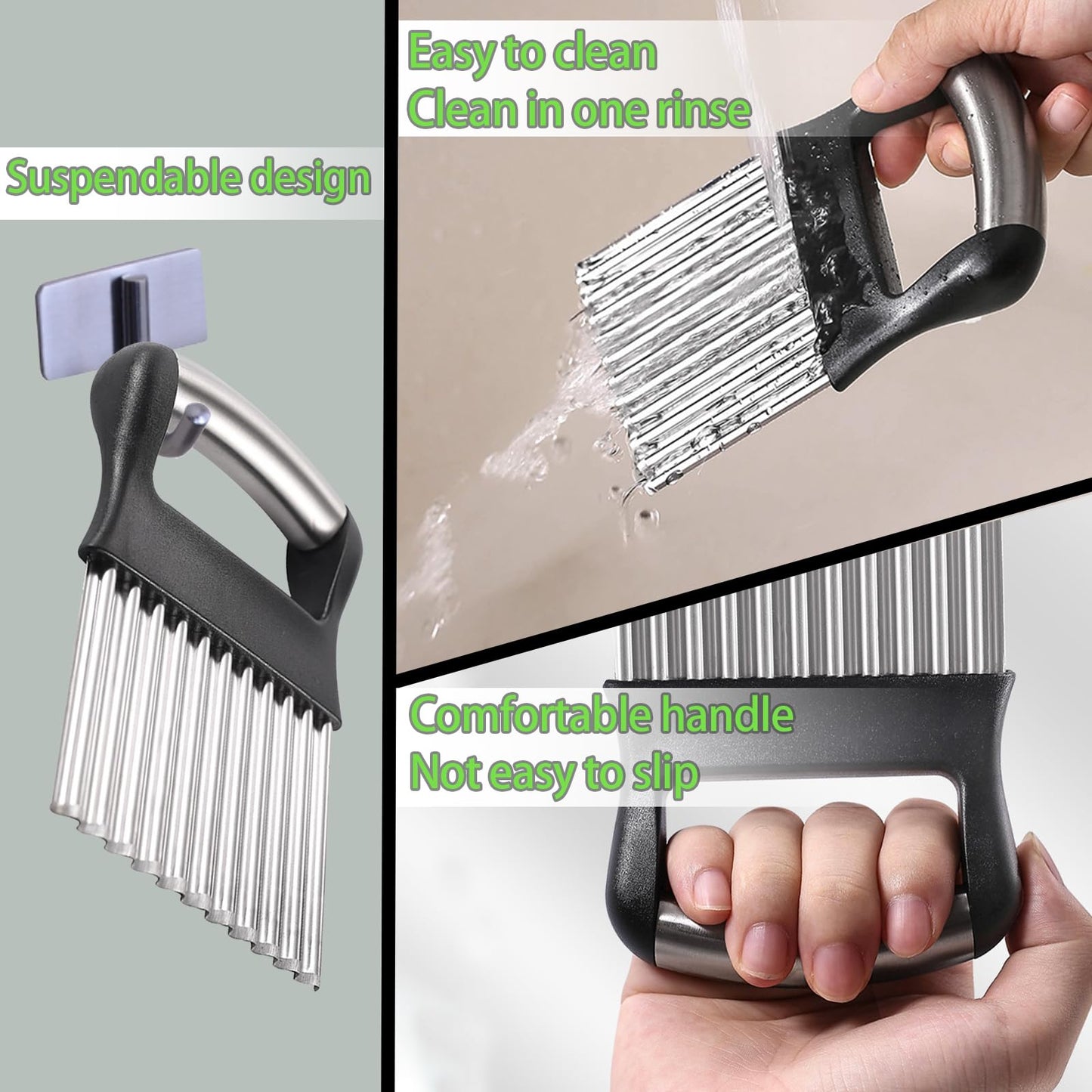 Cortador de Verduras Fantexy Acero Inoxidable Arrugado para Patatas y Zanahorias