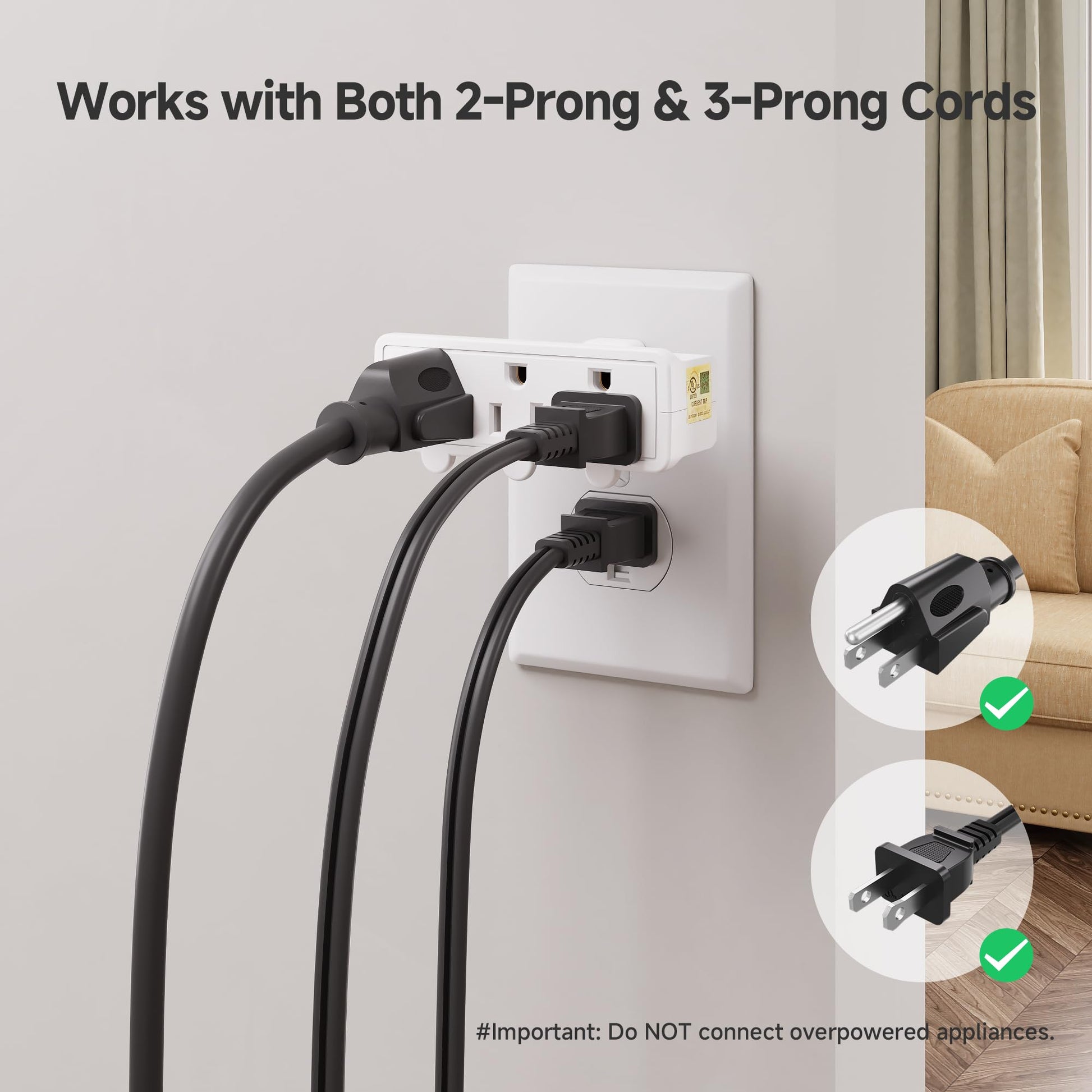 Cable Matters - Juego de 2 salidas de pared giratorios de 180 grados con 3 salidas