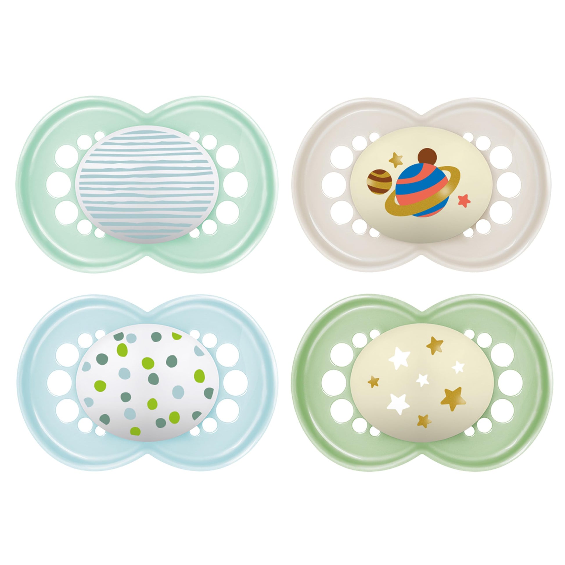 MAM Chupetes nocturnos (2 unidades), chupetes MAM más de 6 meses, el mejor chupete para bebés amamantados y chupete de bebé original, forma de pezón ayuda a promover un desarrollo oral saludable