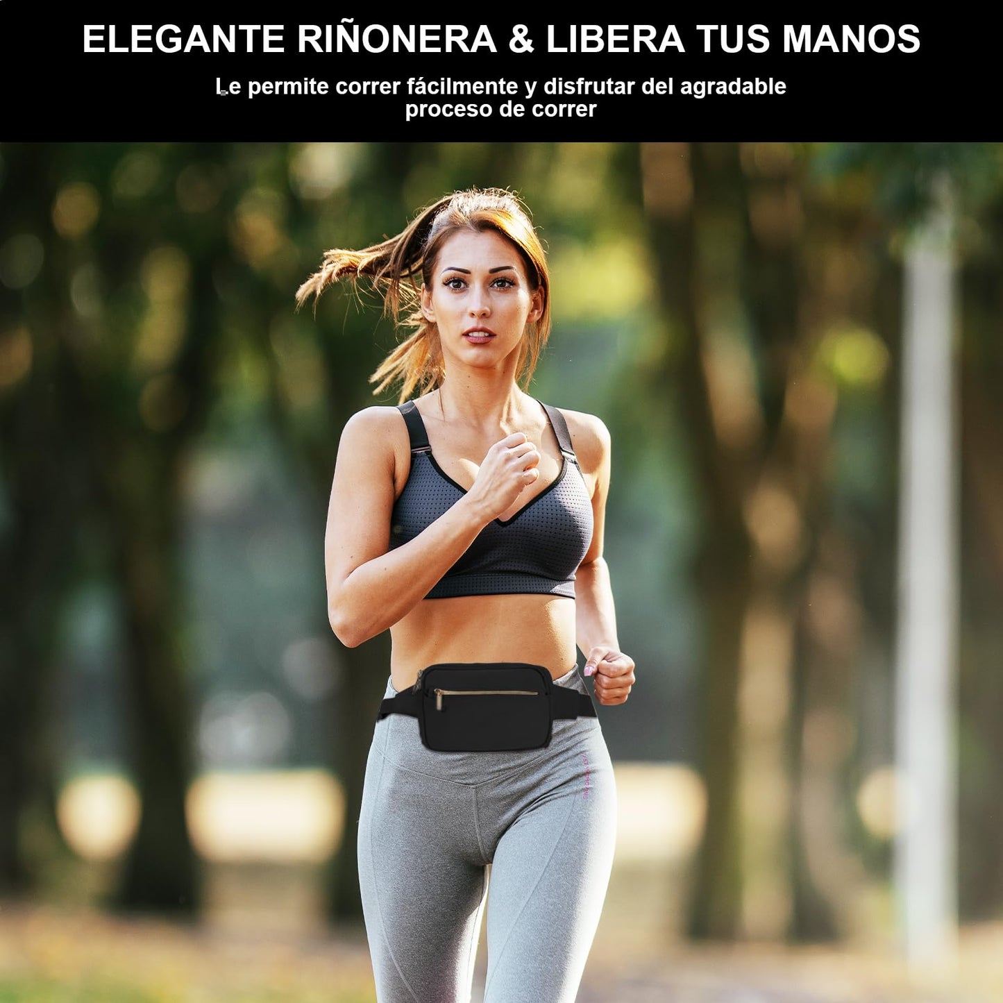 Cangureras de Moda de Mujer,Riñonera Moda Deportiva con Bandolera Ajustable, Impermeable y Ligero RiñOnera Unisex Adecuado para Viajar, Hacer Senderismo, Correr, Montar En Bicicleta (Negro)