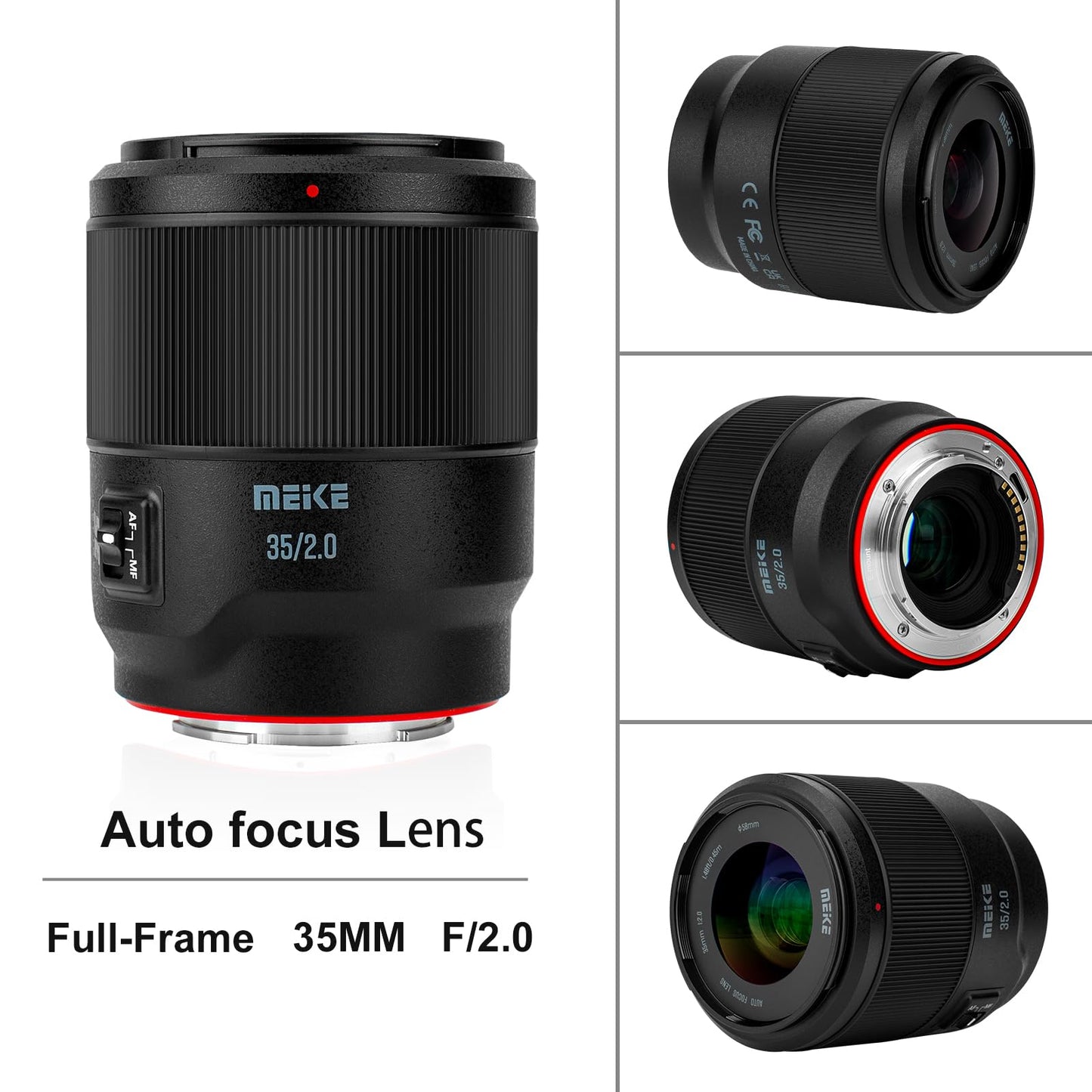 Meike 35mm F2.0 Full Frame de Lente de Motor Paso a Paso STM Enfoque automático Compatible con cámaras Sony E Mount A7 A7R A7IV A7R IV A7III A7RII A7RIII A7SIII A9 A7C A7CII