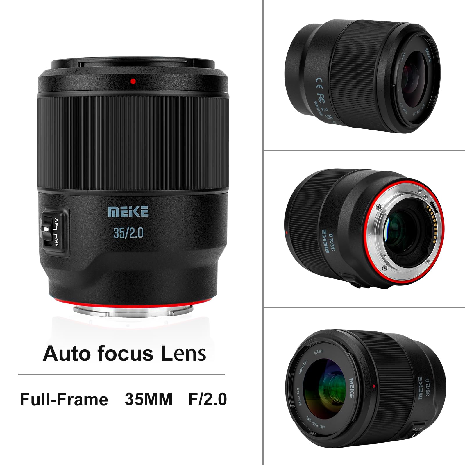 Meike 35mm F2.0 Full Frame de Lente de Motor Paso a Paso STM Enfoque automático Compatible con cámaras Sony E Mount A7 A7R A7IV A7R IV A7III A7RII A7RIII A7SIII A9 A7C A7CII