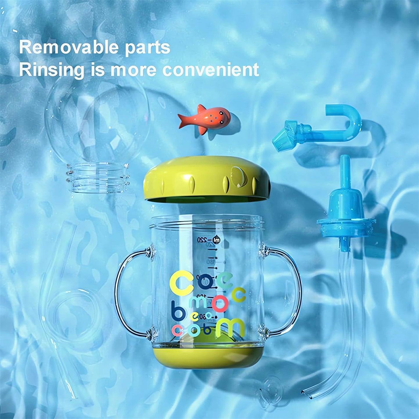 Tictoyo - Taza de agua con chorro de ballena - 2023 con forma de rociador de ballena, sin BPA, a prueba de fugas, para beber, botella de agua sin derrames, tazas de popote, tazas de paja con peso (350