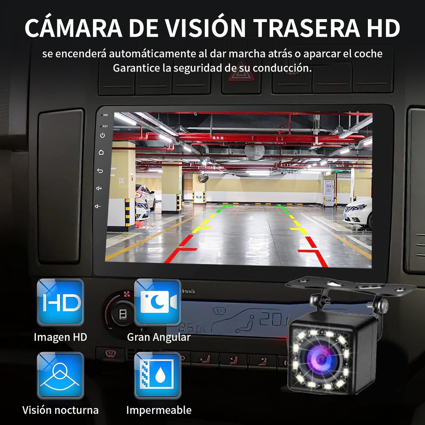 FINYQBET Autoestéreo para Carro de Pantalla 1 DIN de 10 Pulgadas con CarPlay, Android Auto, Sistema Android, WiFi, GPS, Bluetooth, Mirror Link y Cámara de Visión Trasera