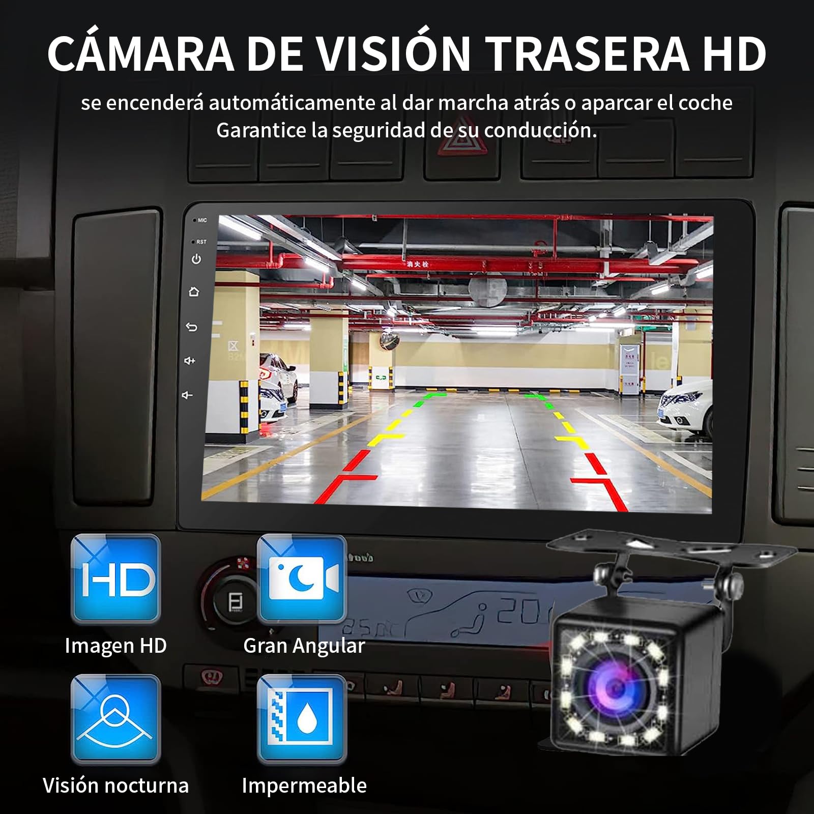 FINYQBET Autoestéreo para Carro de Pantalla 1 DIN de 10 Pulgadas con CarPlay, Android Auto, Sistema Android, WiFi, GPS, Bluetooth, Mirror Link y Cámara de Visión Trasera