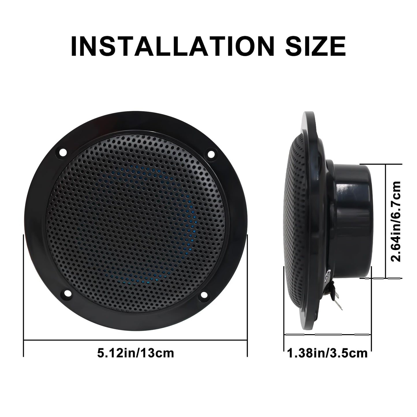 Herdio 4 Inch Heavy Duty Waterproof Marine Box Outdoor Surface Mounted Speaker for Skid Steer ATV UTV RZR Golf Cart Tractor Powersports Boat (Negro)