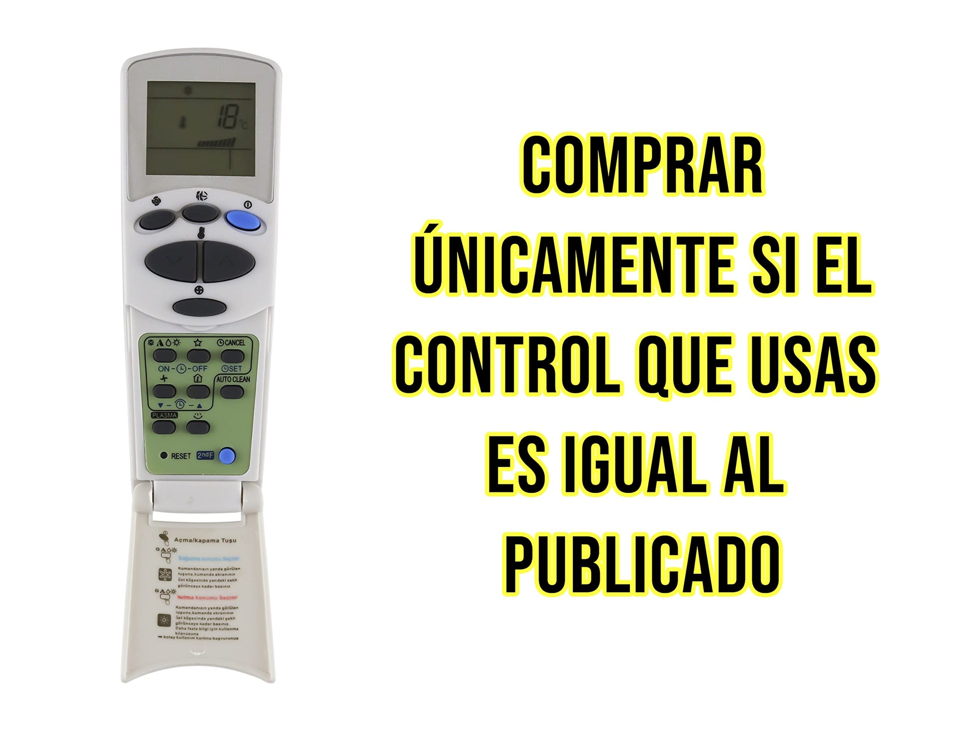Control Remoto LG 6711A90032N para Aire Acondicionado Reemplazo, Minisplit, Control Directo