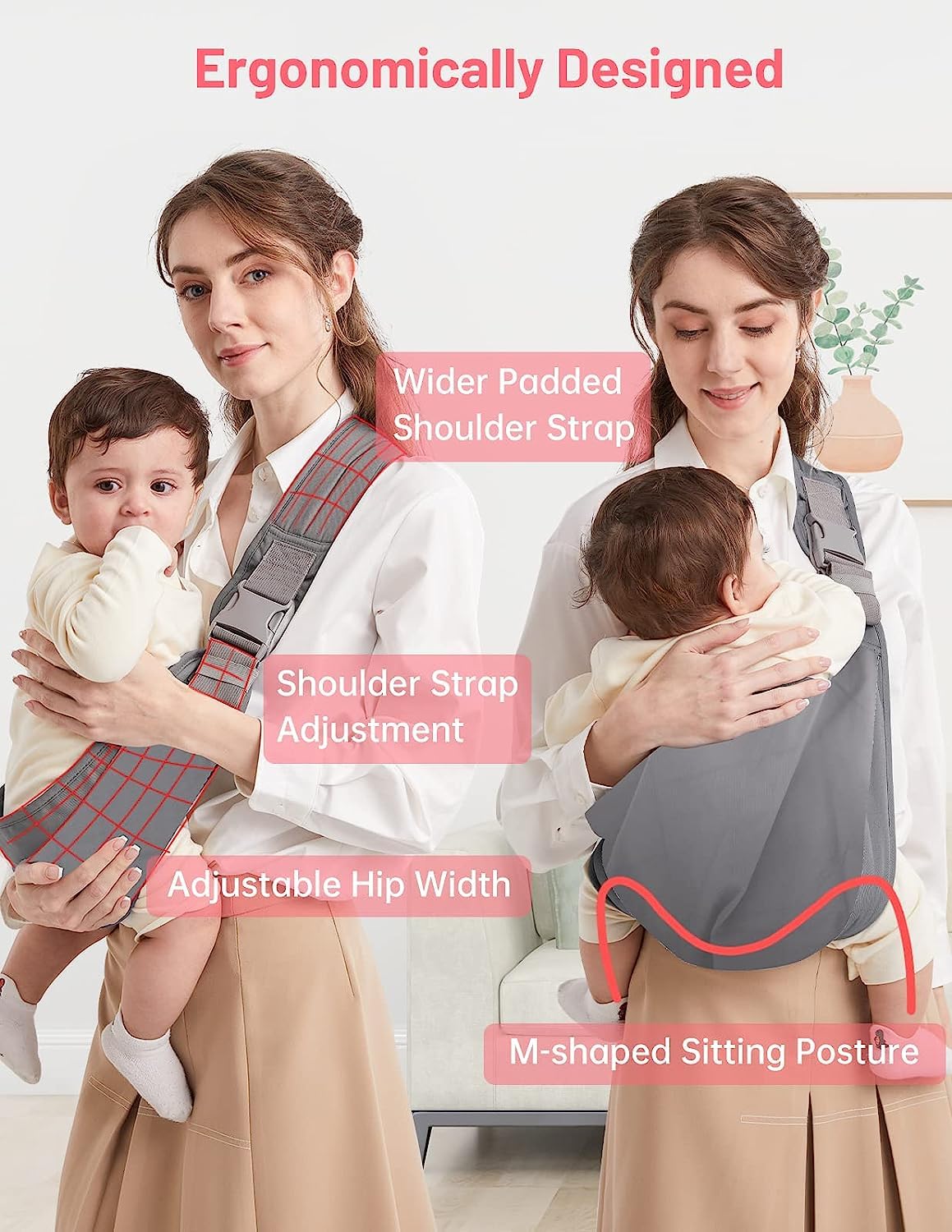 Mumgaroo - Portabebés para bebé, con un hombro, ergonómicamente ajustable, para bebés recién nacidos a niños pequeños, para entrar y salir rápidos, talla única
