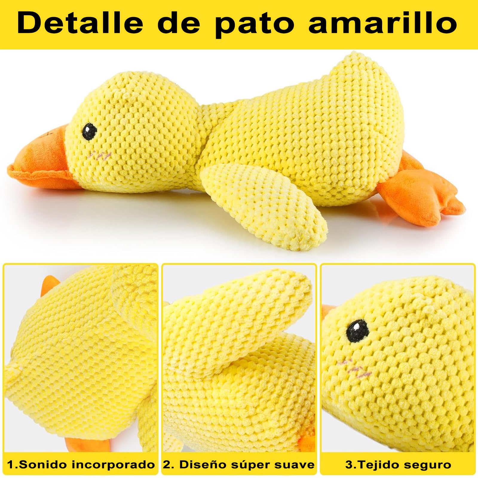 LICHENXI Pato Calmante para Perros2PK, Juguete para Perros Pato, Peluche Interactivo para Mascota Mordible con Sonido Chirriante; Juguete para Masticar y Jugar para Perros de Todas Las Razas y Tamaños