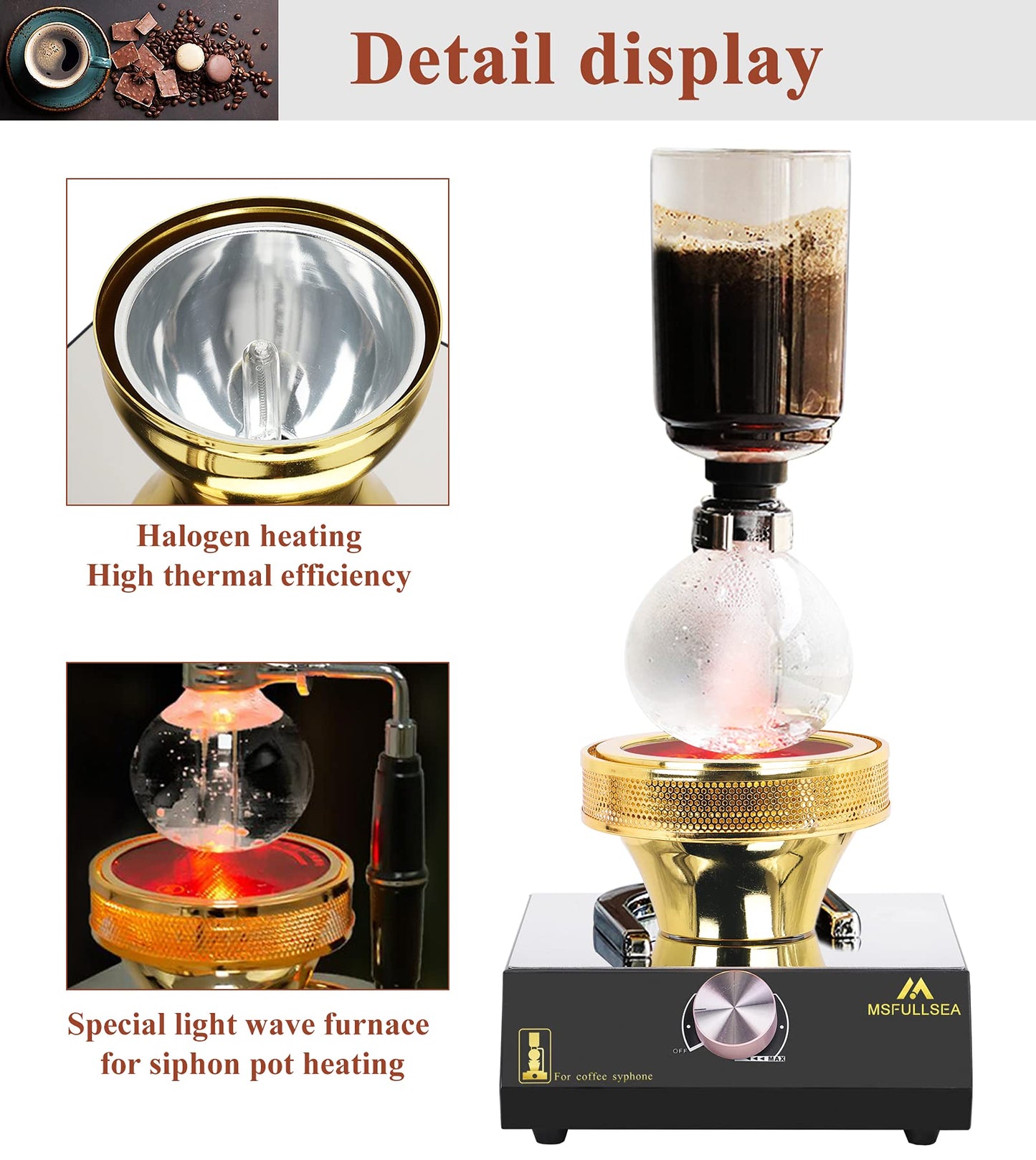 Quemador Halógeno Msfullsea Cafetera Syphon 110 V