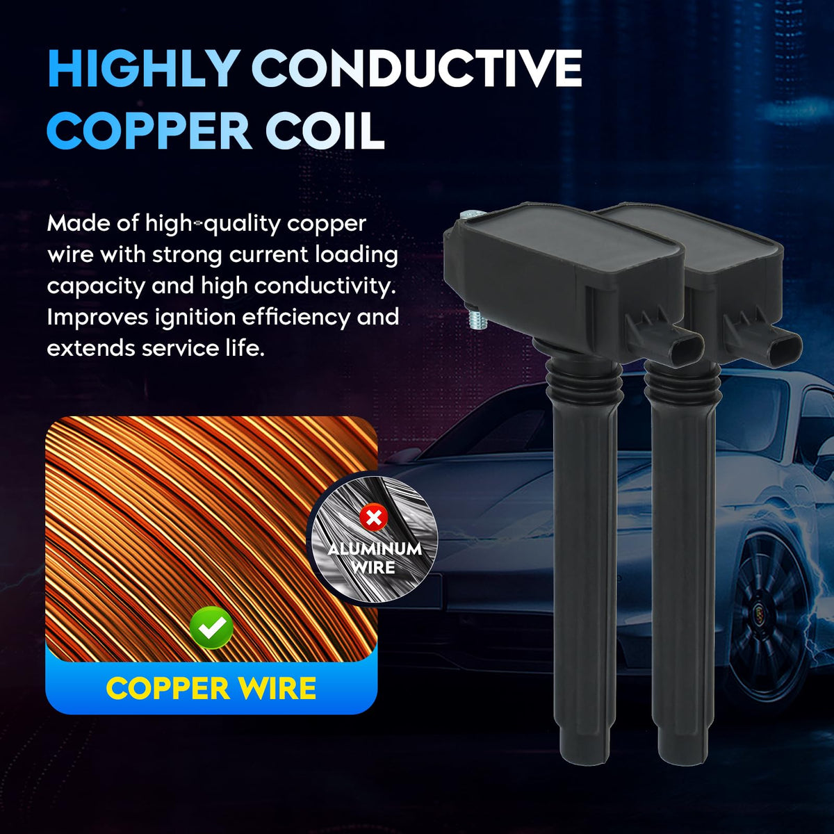 Paquete de Bocinas de Encendido y Bujías de Iridio UF807 IGN473 para Chrysler Pacifica, Dodge Durango, Jeep Grand Cherokee y Wrangler 3.6L V6