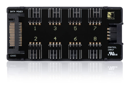 Noctua NA-FH1, Hub para Ventiladores de 8 Canales para Conectar hasta 8 Ventiladores de 12V o 5V, Tanto PWM de 4 pines como de 3 pines (Negro)