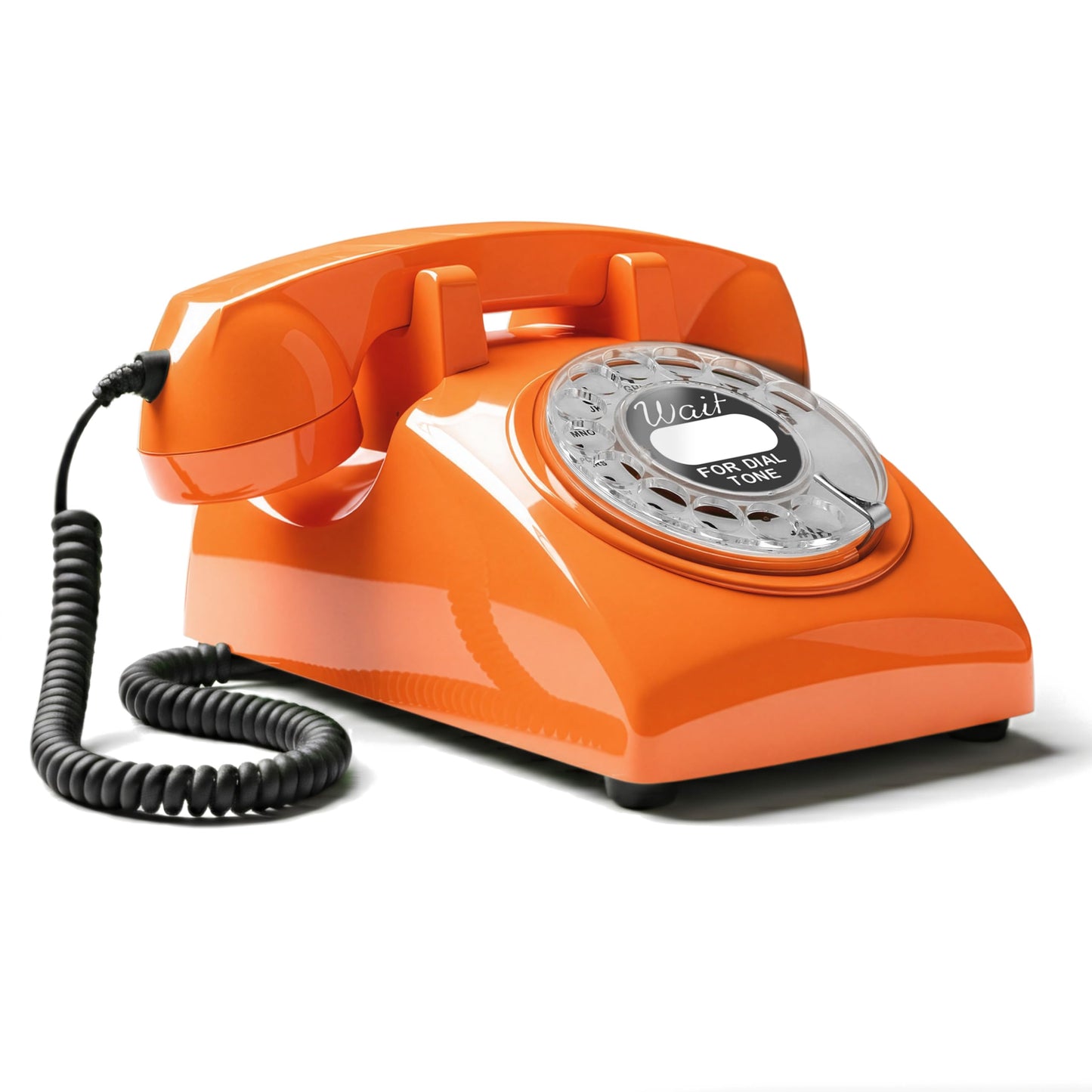 Opis Technology - Cable giratorio retro para teléfono fijo de los años 60, estilo antiguo clásico de los años 60, con campana de metal real, color naranja