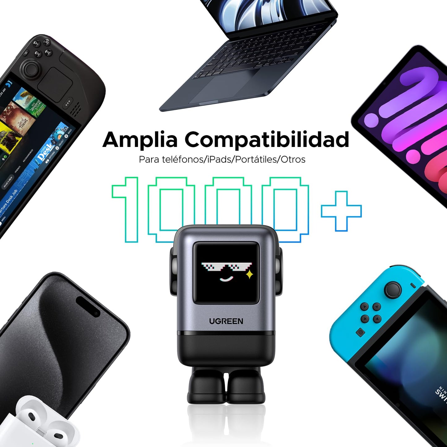Cargador USB C UGREEN 100 W Negro GAN Nexode con 4 Puertos 3C1A