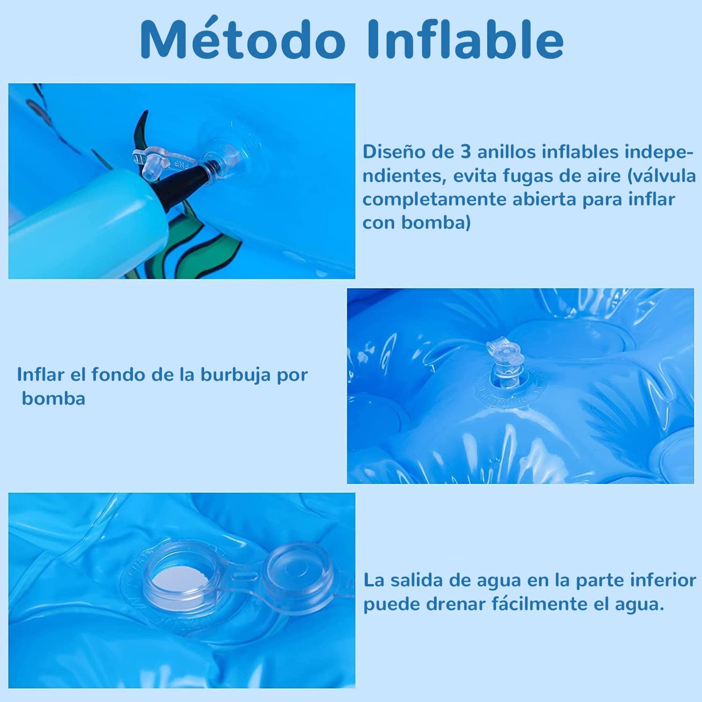 Jesir Alberca Inflable para Niños,Mini Piscina Infantil Redonda De 3 Niveles,Juguete De Agua para Adultos para Niños Y Niñas De Verano,130x40 Cm (Azul)
