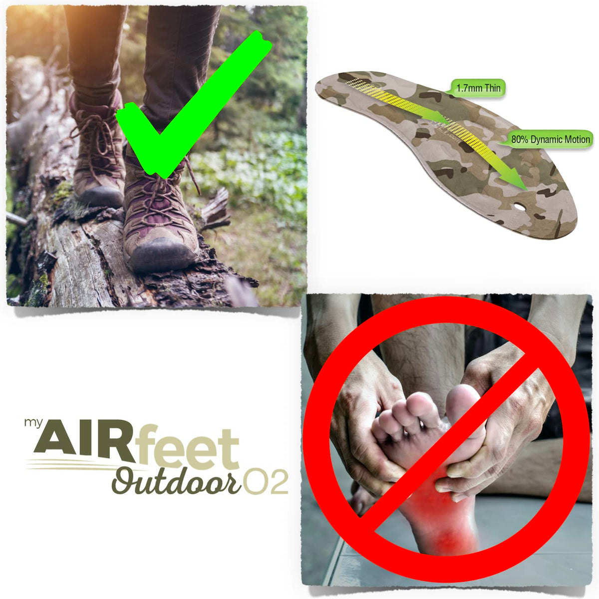 Plantillas AIRfeet Outdoor O2 Azul con Soporte Dinámico para Senderismo y Caza