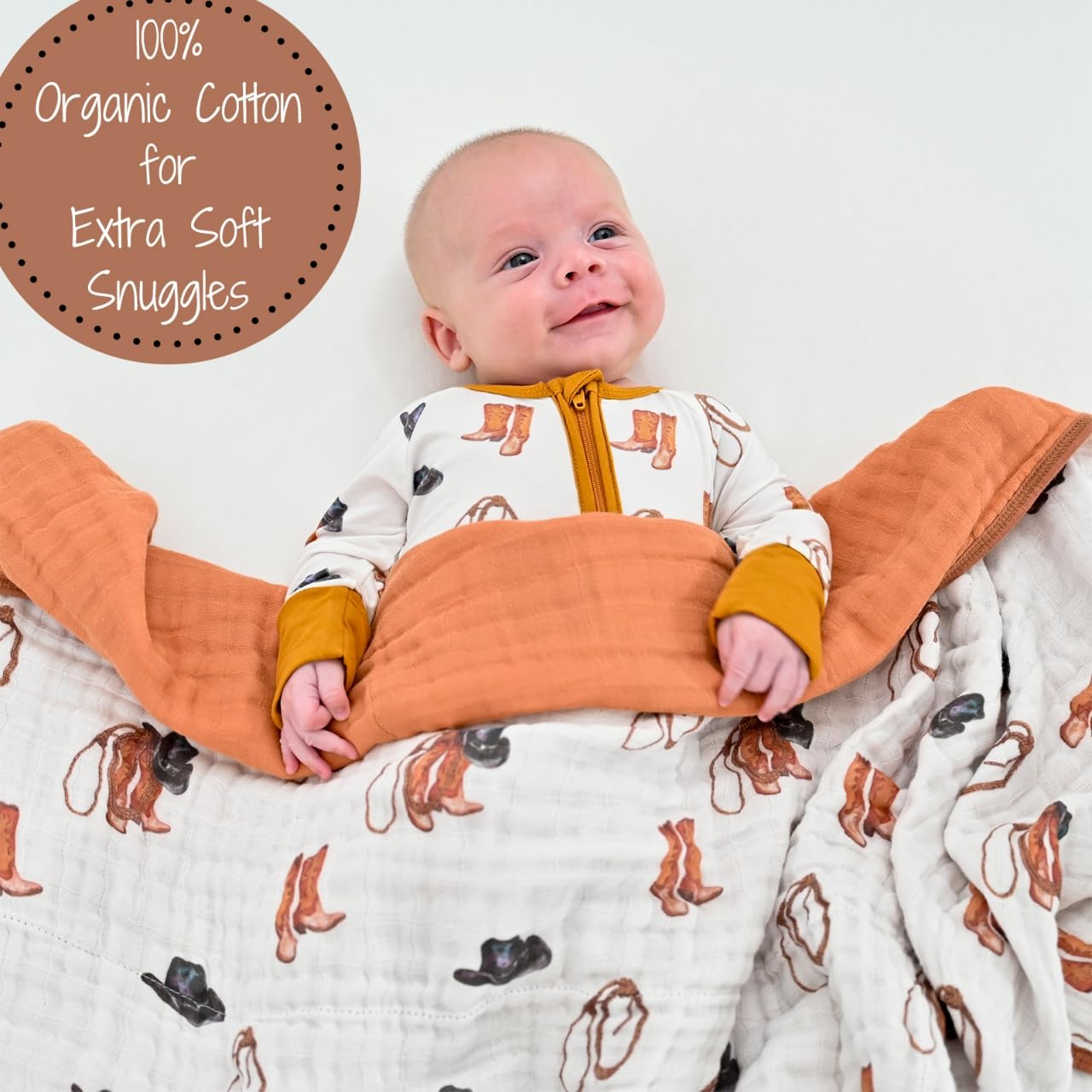 LollyBanks Manta de muselina para bebé 100% algodón orgánico, edredón de muselina ligero, manta para niños de 6 capas 47" x 47", mantas de recepción para guardería, artículos esenciales para bebés