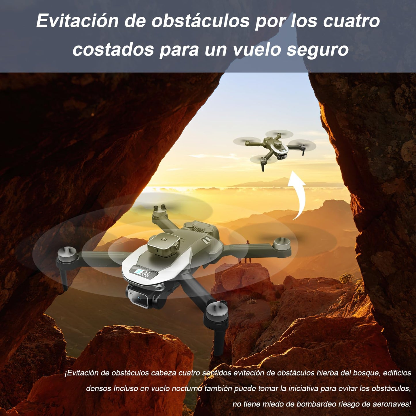 AXIDUN-Mini Drones con Cámara 4K，Evitación de Obstáculos en 360°，Los Drones Sin Escobillas Son Duraderos y Resistentes a Los Choques,Cámara Dual 4K,Rastrear El Vuelo,Drone de Largo Alcance y Flujo óptico Profesional，3 Baterias,Mini Drone para Adolescen
