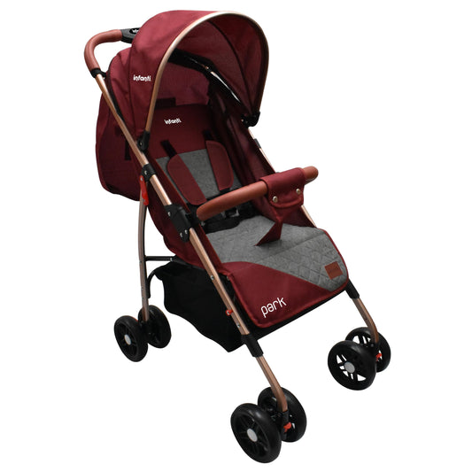 INFANTI | Carriola para Bebe PARK Rojo | Carreola con Portabebé - Carriola de Viaje - Carrito para Bebe | Cosas para Bebes 6 Meses hasta 15 kg - Compacta y Plegable | Barra de Seguridad Desmontable