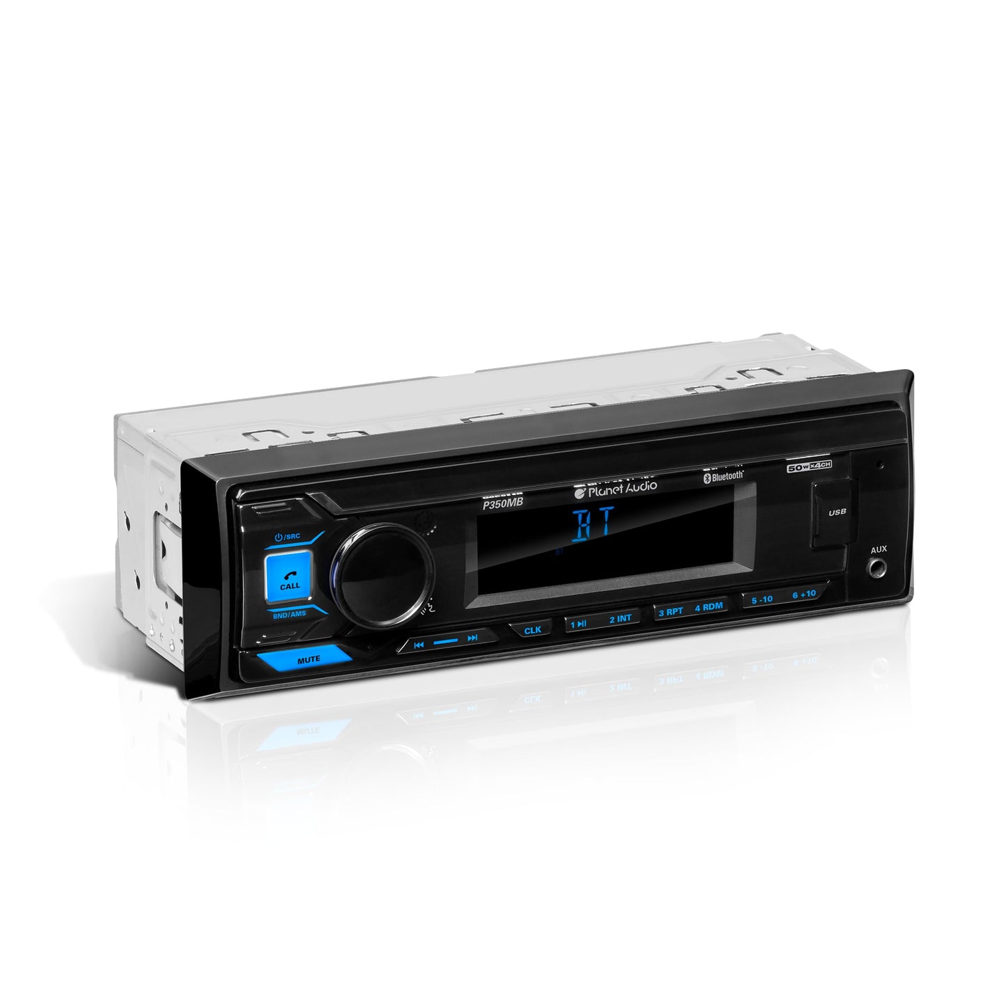 Planet Audio Sistema estéreo de Audio para automóvil P350MB: DIN único, Unidad Principal de Audio y Llamada Bluetooth, MP3, Audio USB, Carga USB, Entrada AUX, Receptor de Radio Am/FM