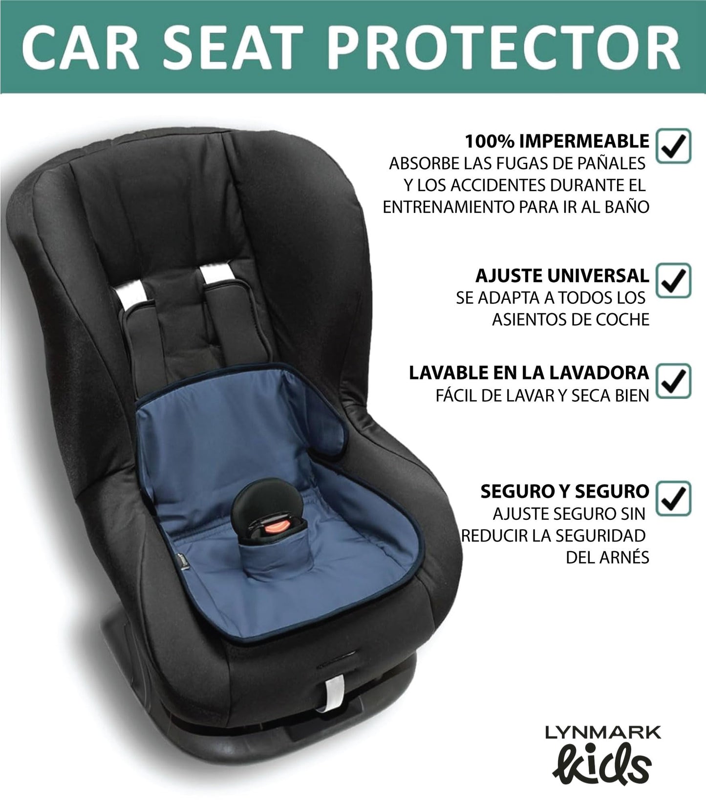 Lynmark® - Funda protectora de asiento de coche para entrenamiento para ir al baño - Almohadillas absorbentes suaves impermeables para niños pequeños y asiento de coche - Alfombrilla de forro