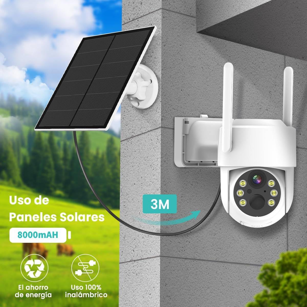 Cámara de Seguridad EASYTAO Q25 Blanco Inalámbrica Exterior 4G con Panel Solar y Batería 8000mAh 4MP